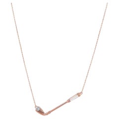 Collar Colgante Club de Golf Perla Blanca y Diamante Blanco Oro Rosa 18K