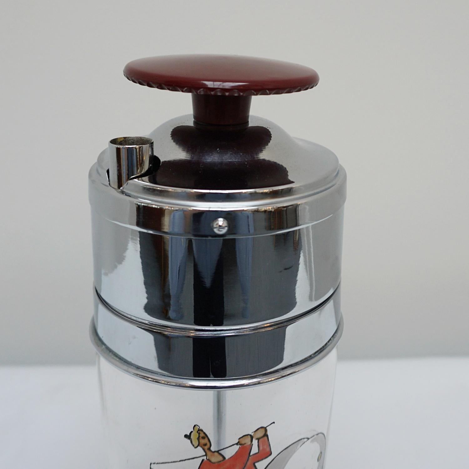 'Golf Delmonte' Self Mixing Vintage Cocktail Shaker In Good Condition In Forest Row, East Sussex