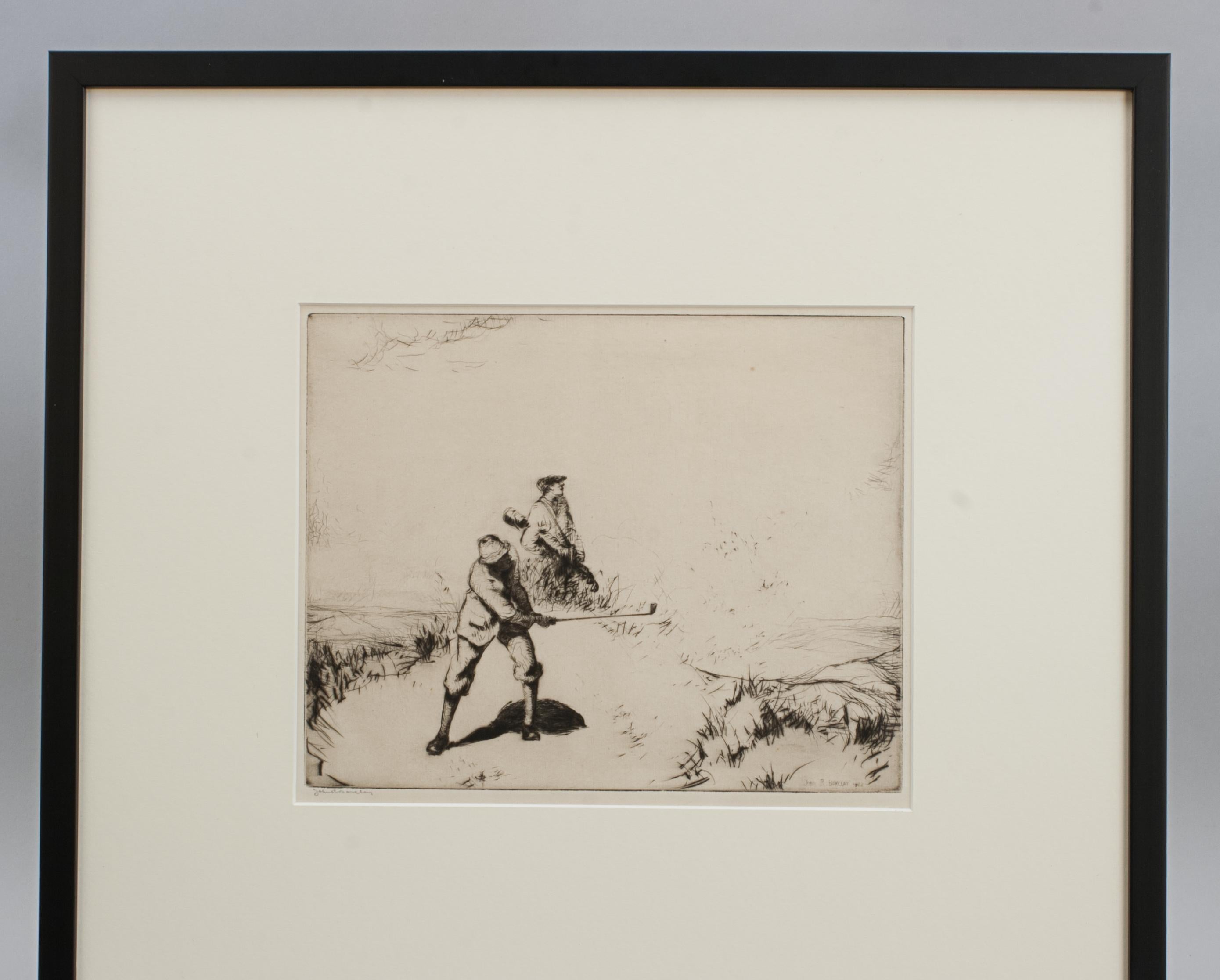 Sporting Art Gravure de golf par J.R. Barclay, Sand. en vente