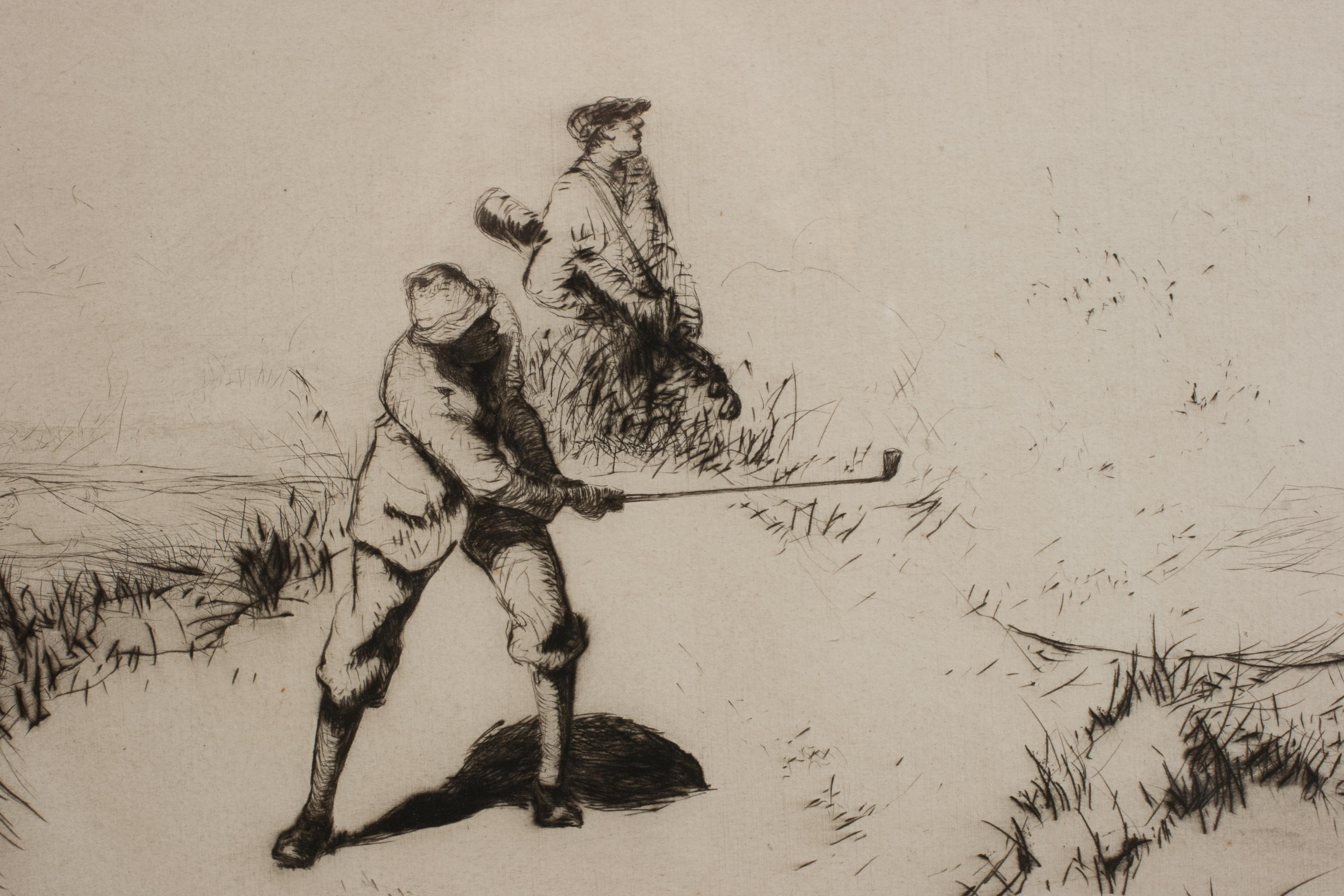 Papier Gravure de golf par J.R. Barclay, Sand. en vente