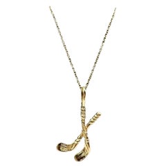 Collana con ciondolo a forma di ferro da golf in oro giallo 14 carati - 20 pollici, usato