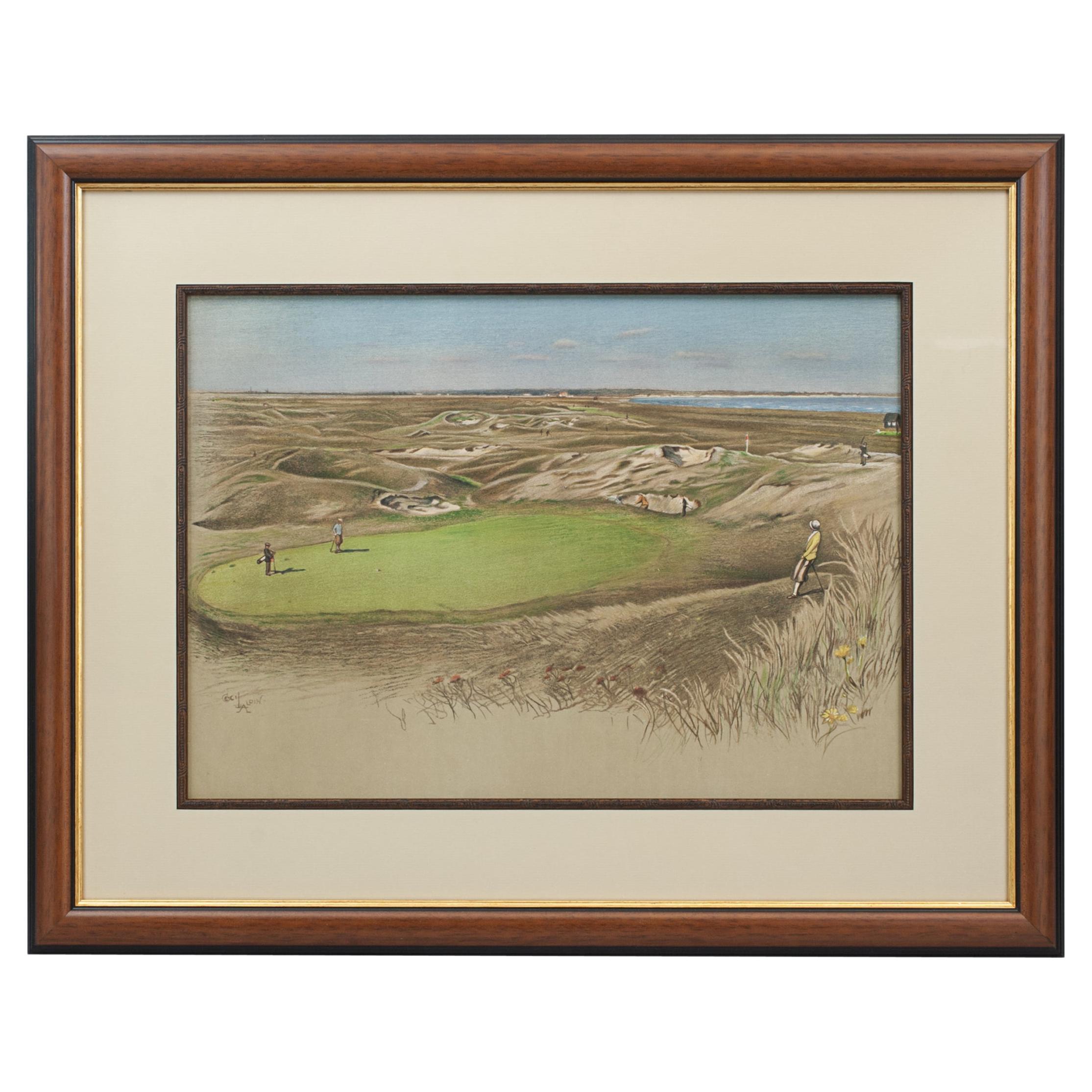 Golf Lithograph, Royal St. George's, "the Maiden" Green For Sale