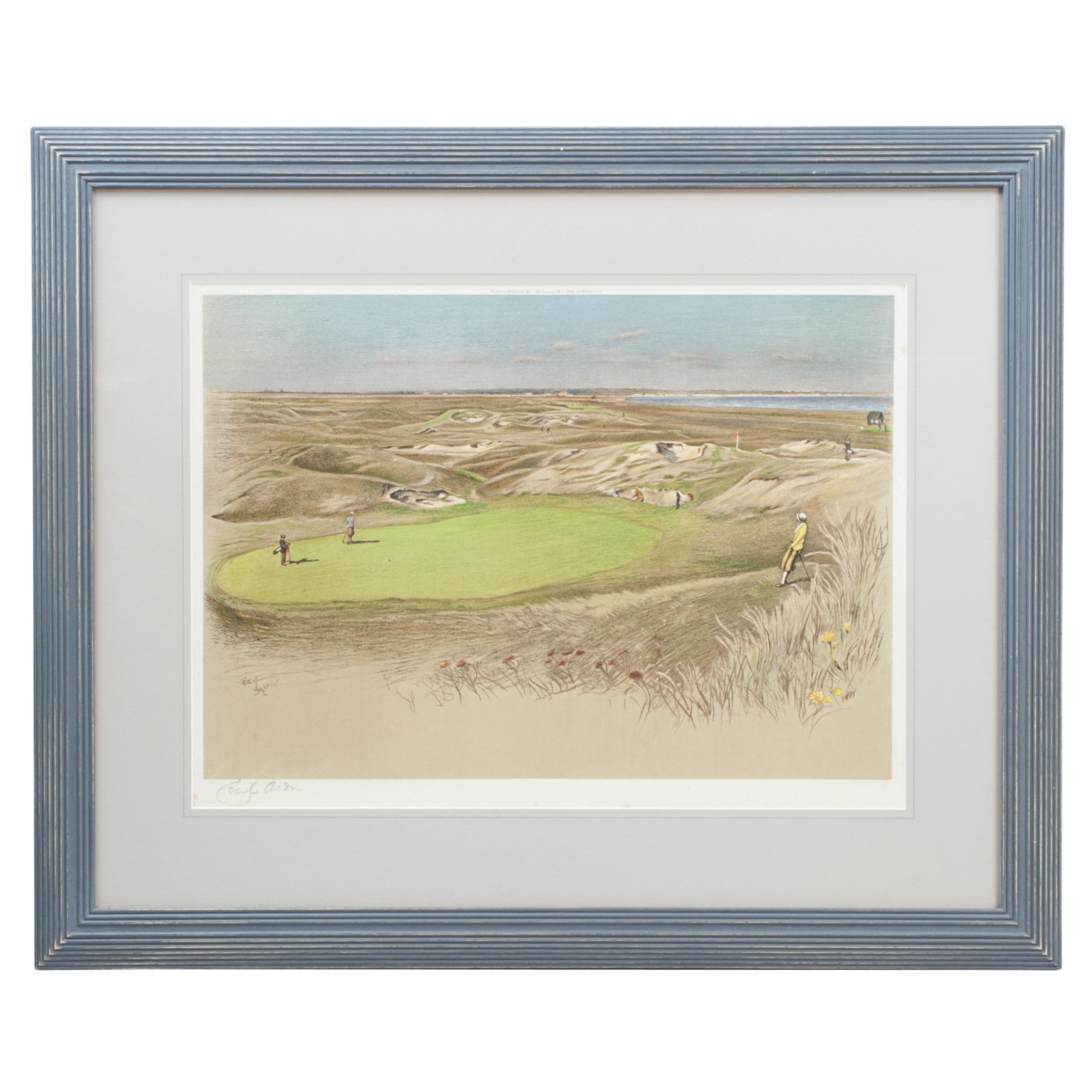 Golf lithograph, Royal St. George's, "The Maiden" Green For Sale