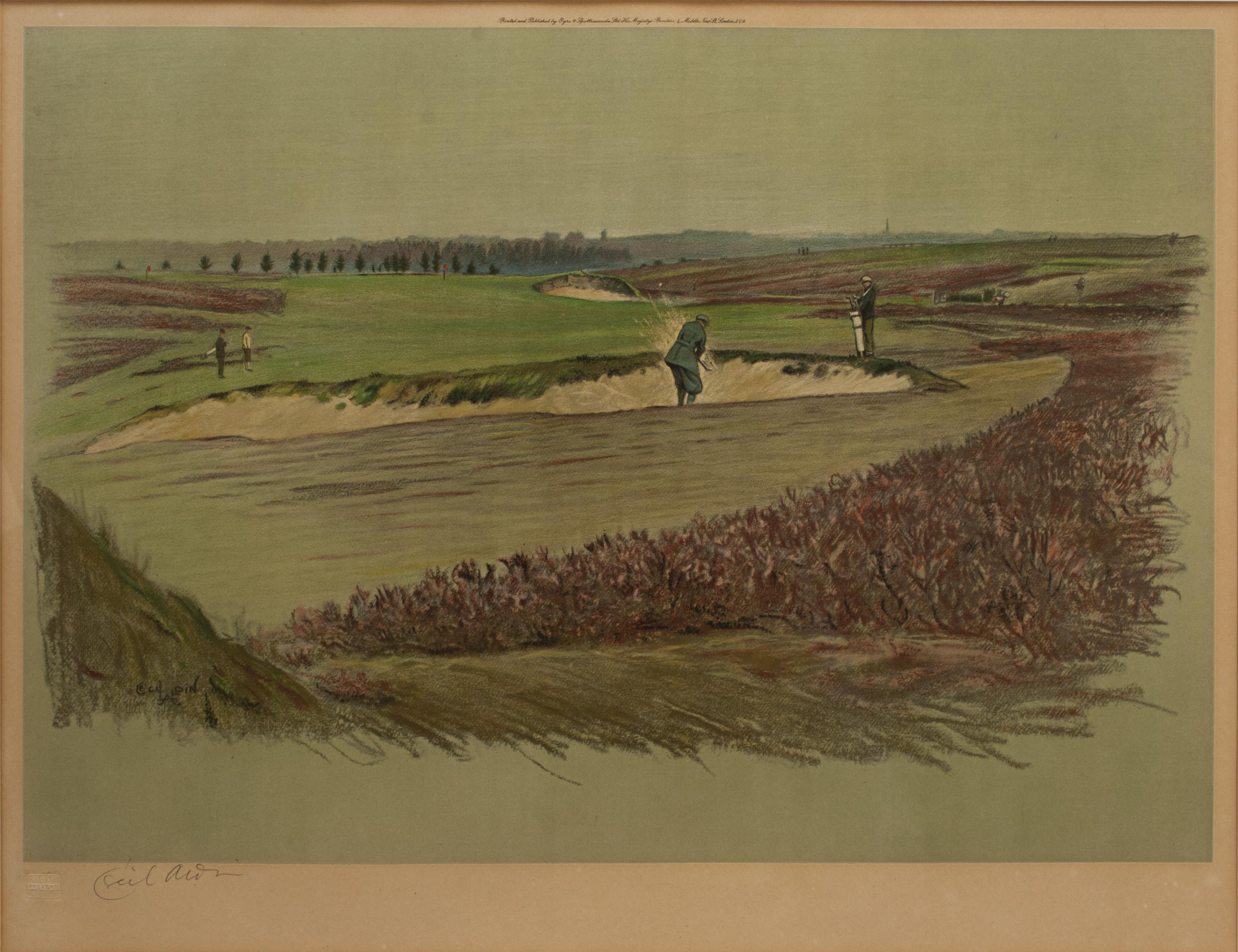 Golf Lithograph, Walton Heath - Old Course, Cecil Aldin In Good Condition For Sale In Oxfordshire, GB