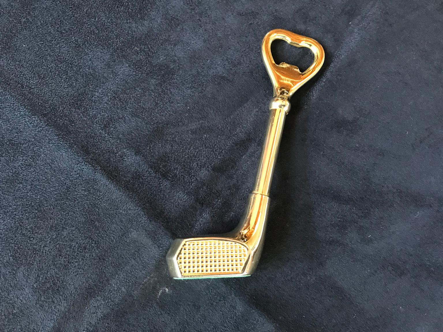 Metal Maison Lancel Golf Golden Bottle Opener, France, 1960s