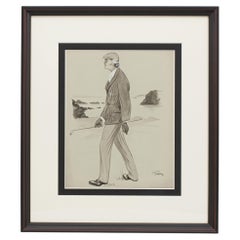 Golf Painting by Charles Ambrose of Arthur Balfour, Former Prime Minister