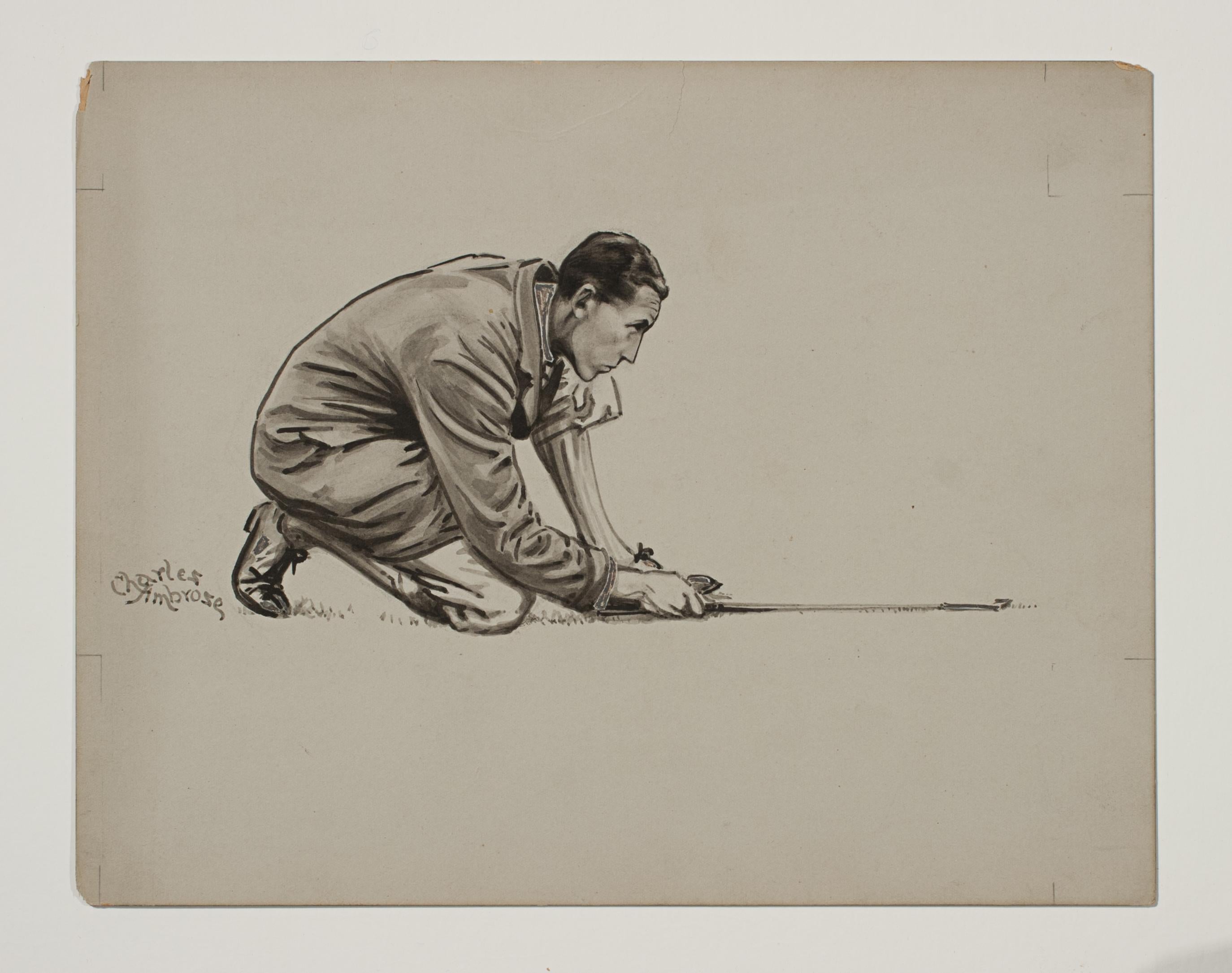 Early 20th Century Golf Painting by Charles Ambrose of Lionel Munn and Two Others