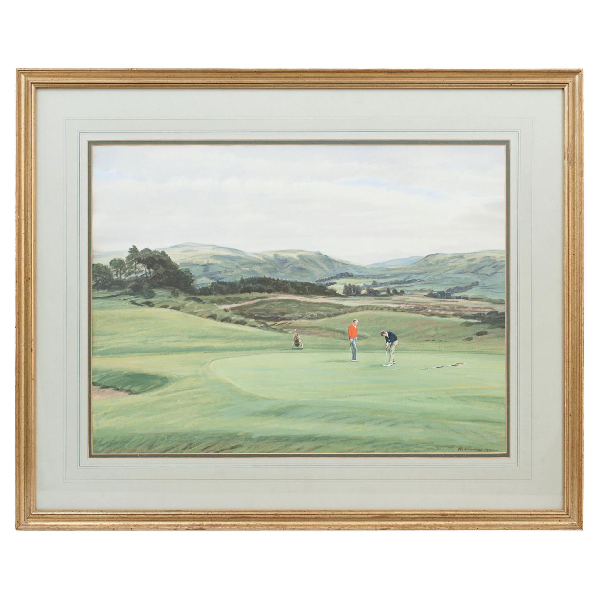 Golf Painting Of The 10th Green - King's Course, Gleneagles - Arthur Weaver For Sale