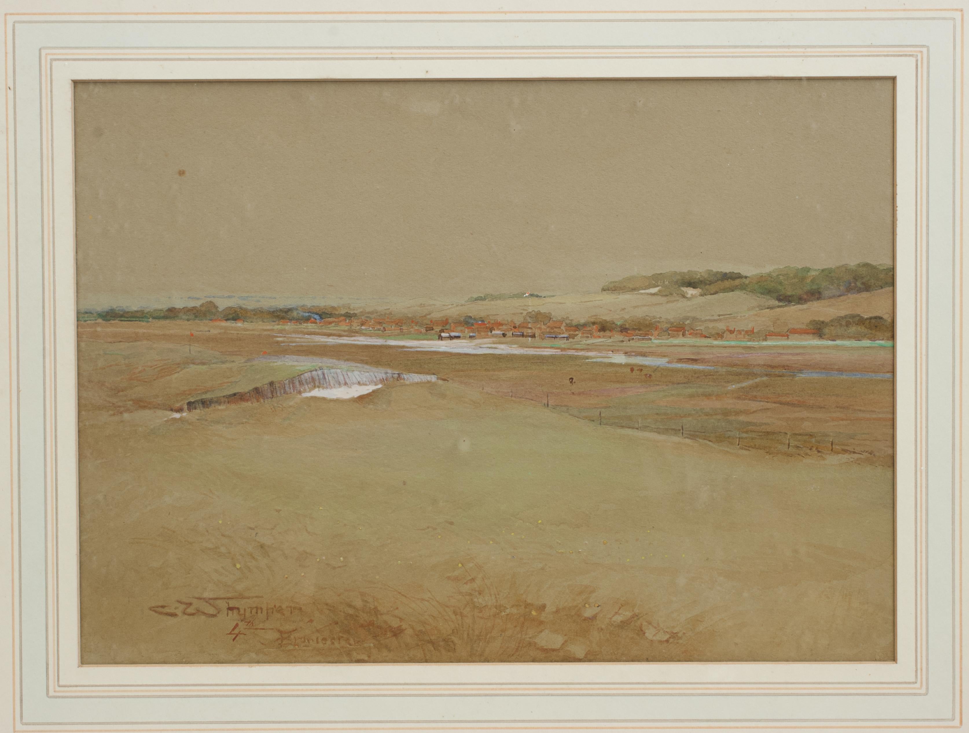 Pintura de golf del club de golf de Thurlestone por C. Whymper Arte deportivo en venta