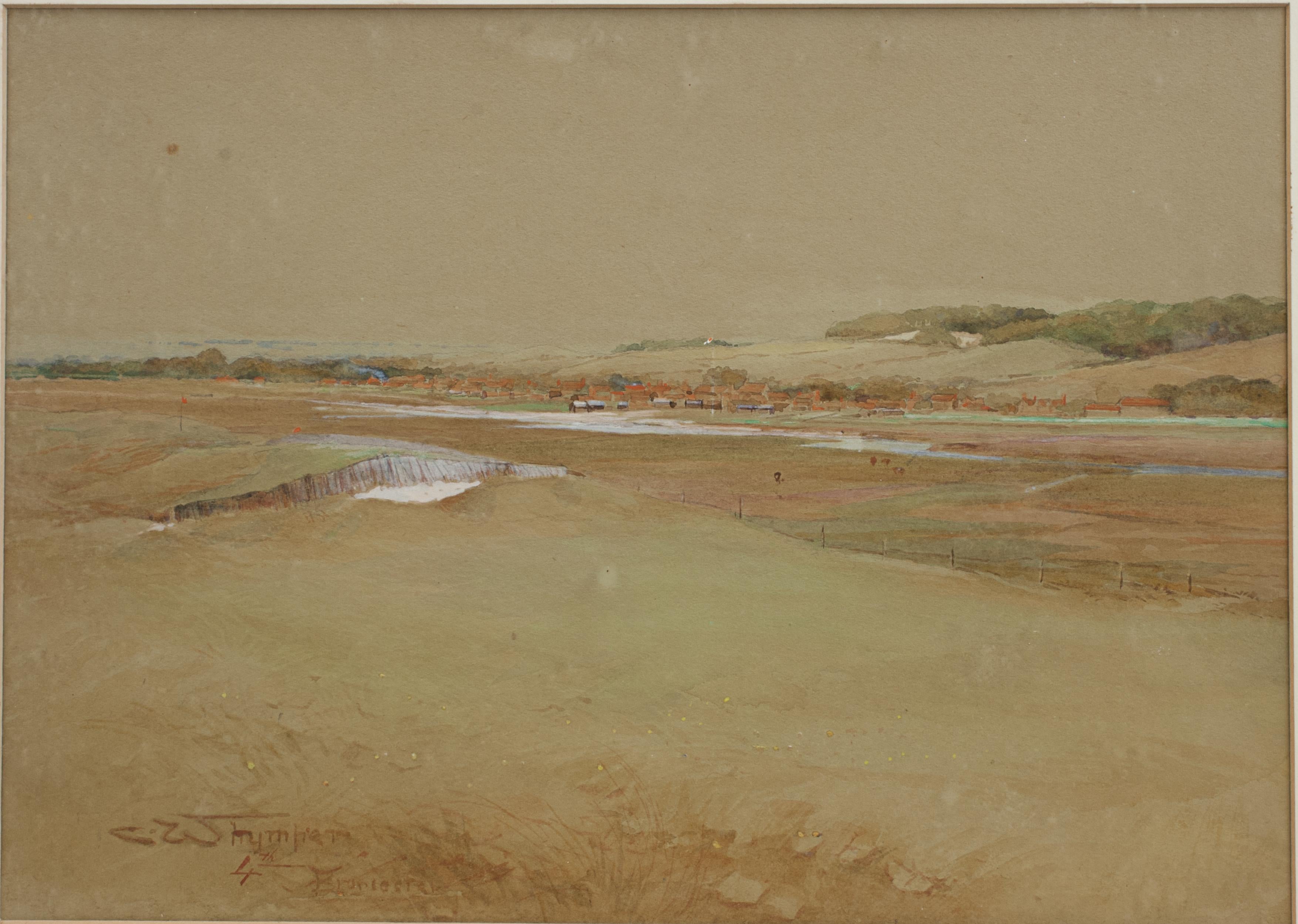 Pintura de golf del club de golf de Thurlestone por C. Whymper Británico en venta