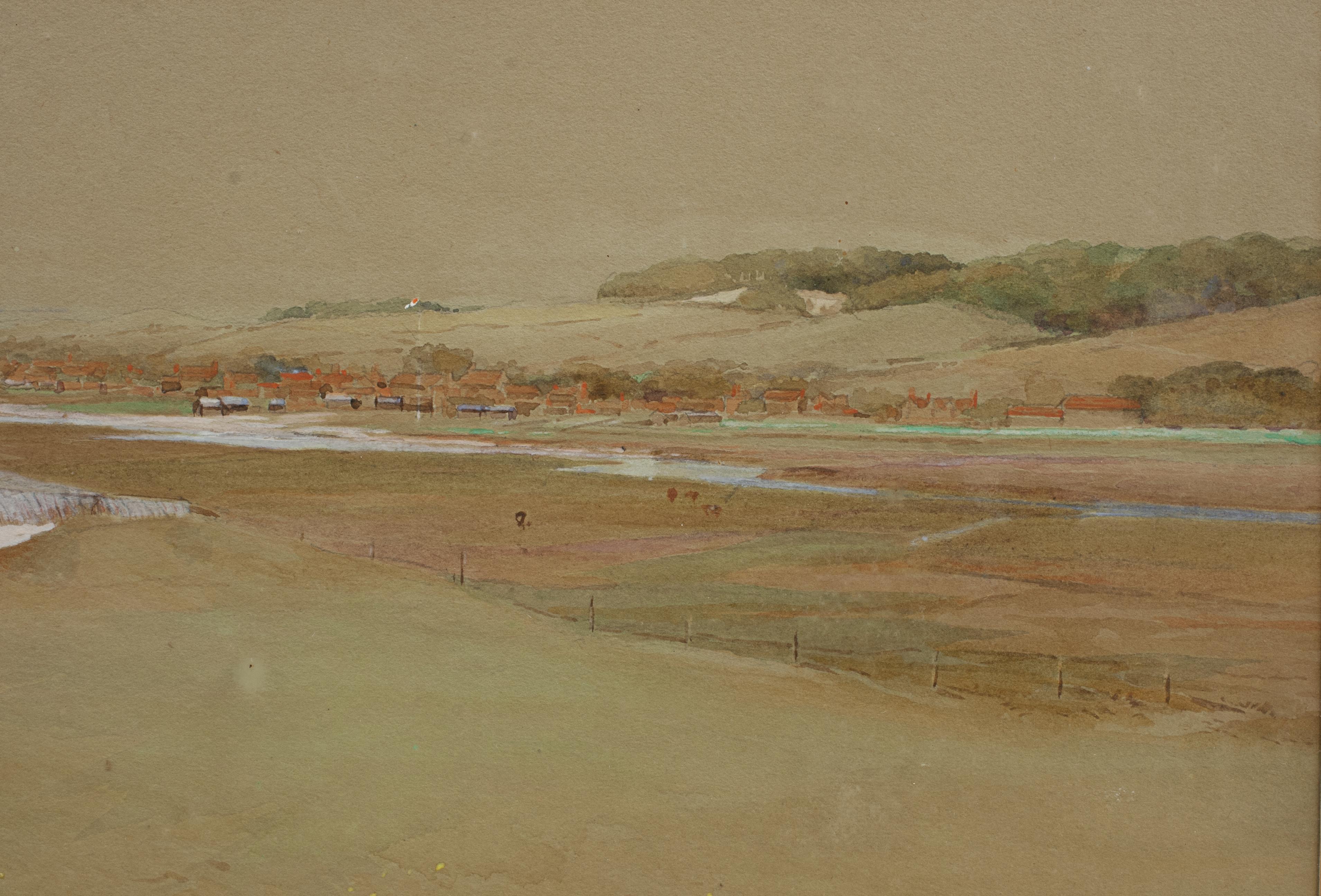 Pintura de golf del club de golf de Thurlestone por C. Whymper siglo XX en venta