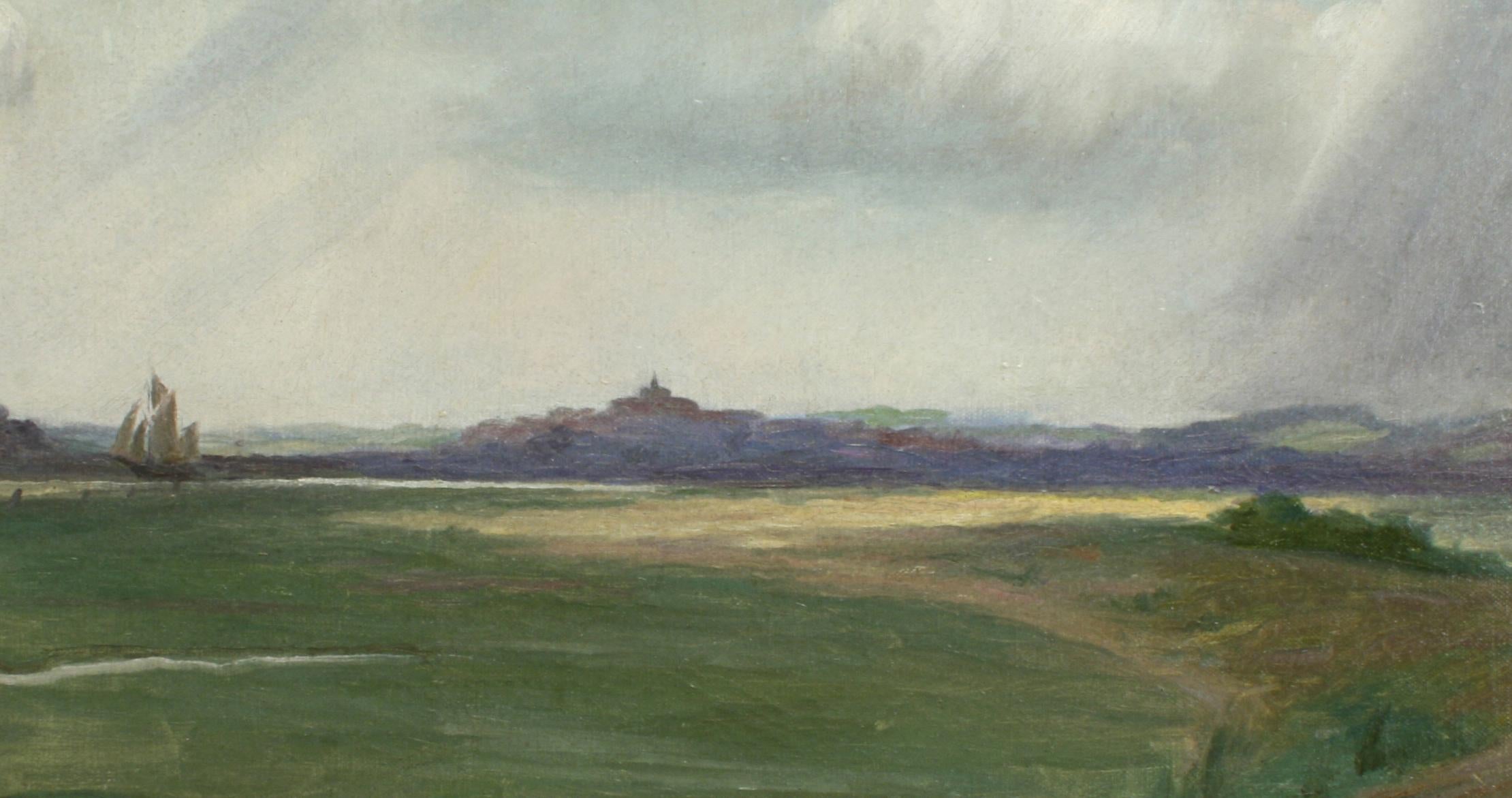 Sporting Art Golf Painting, Rye Golf Club, Rye Harbour from the 3rd Tee For Sale