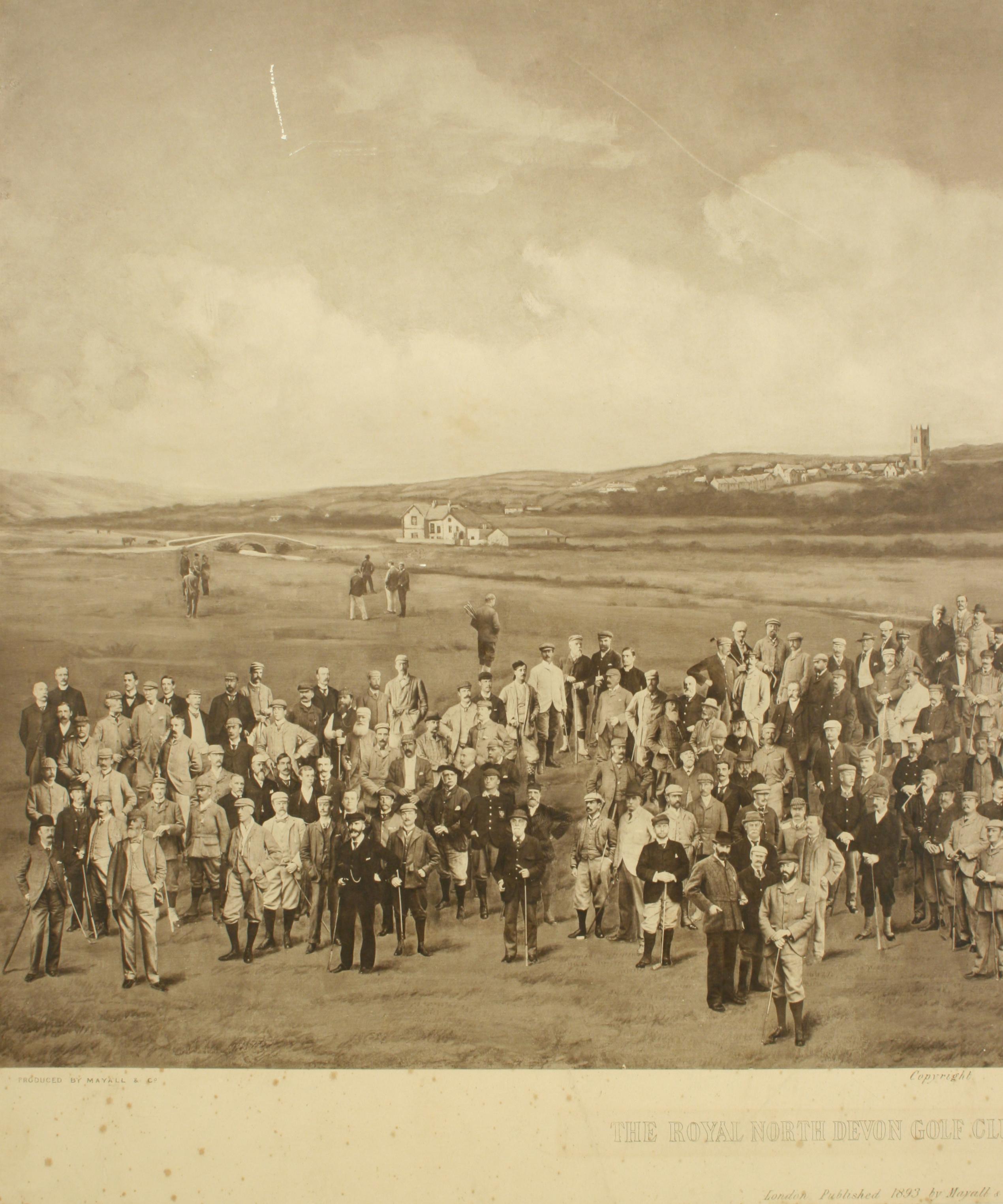 Britannique Impression ancienne de golf, Royal North Devon Golf Club, Photogravure de Westward Ho en vente