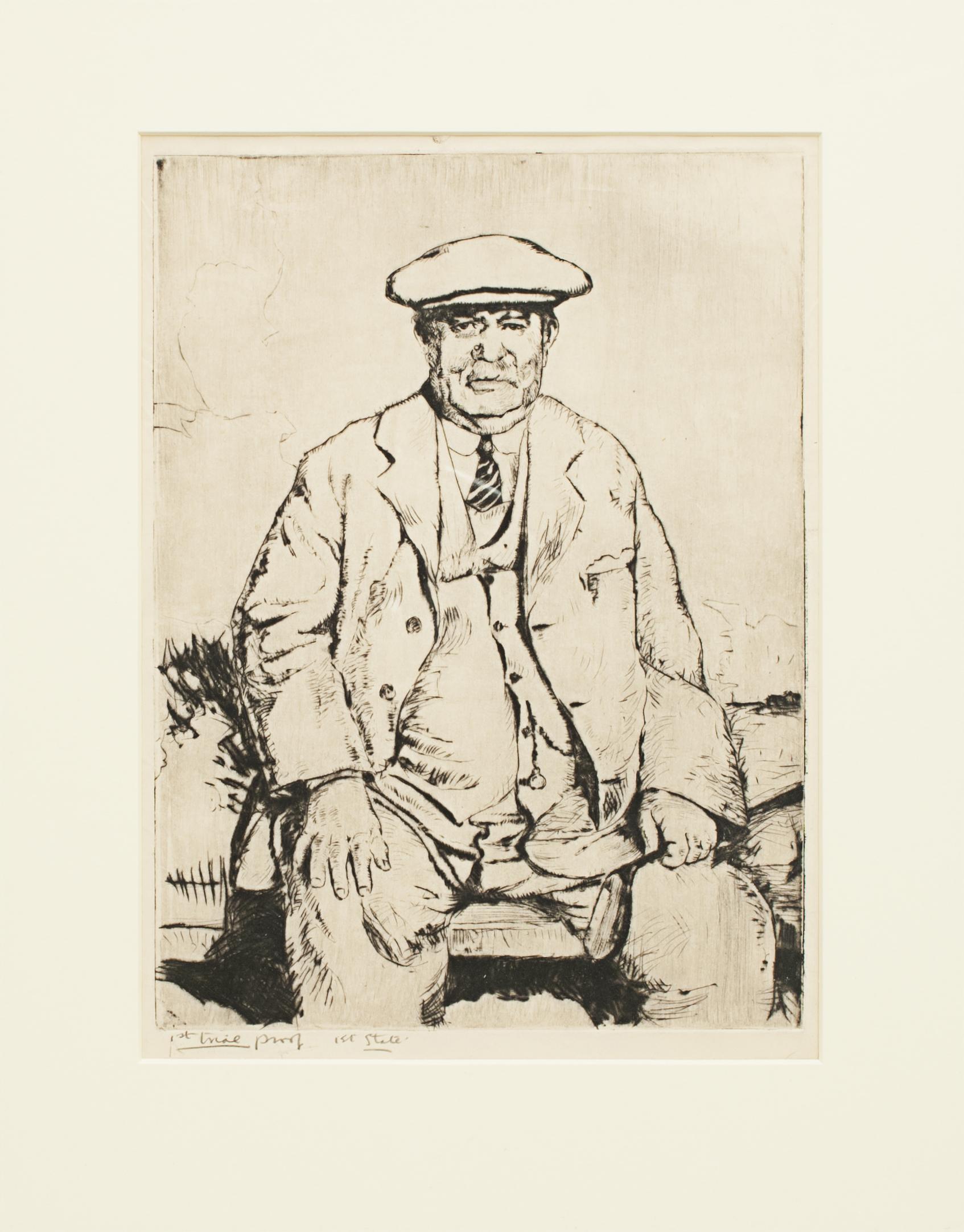 Sporting Art Golf Picture, Andrew Kirkaldy, St Andrews Etching