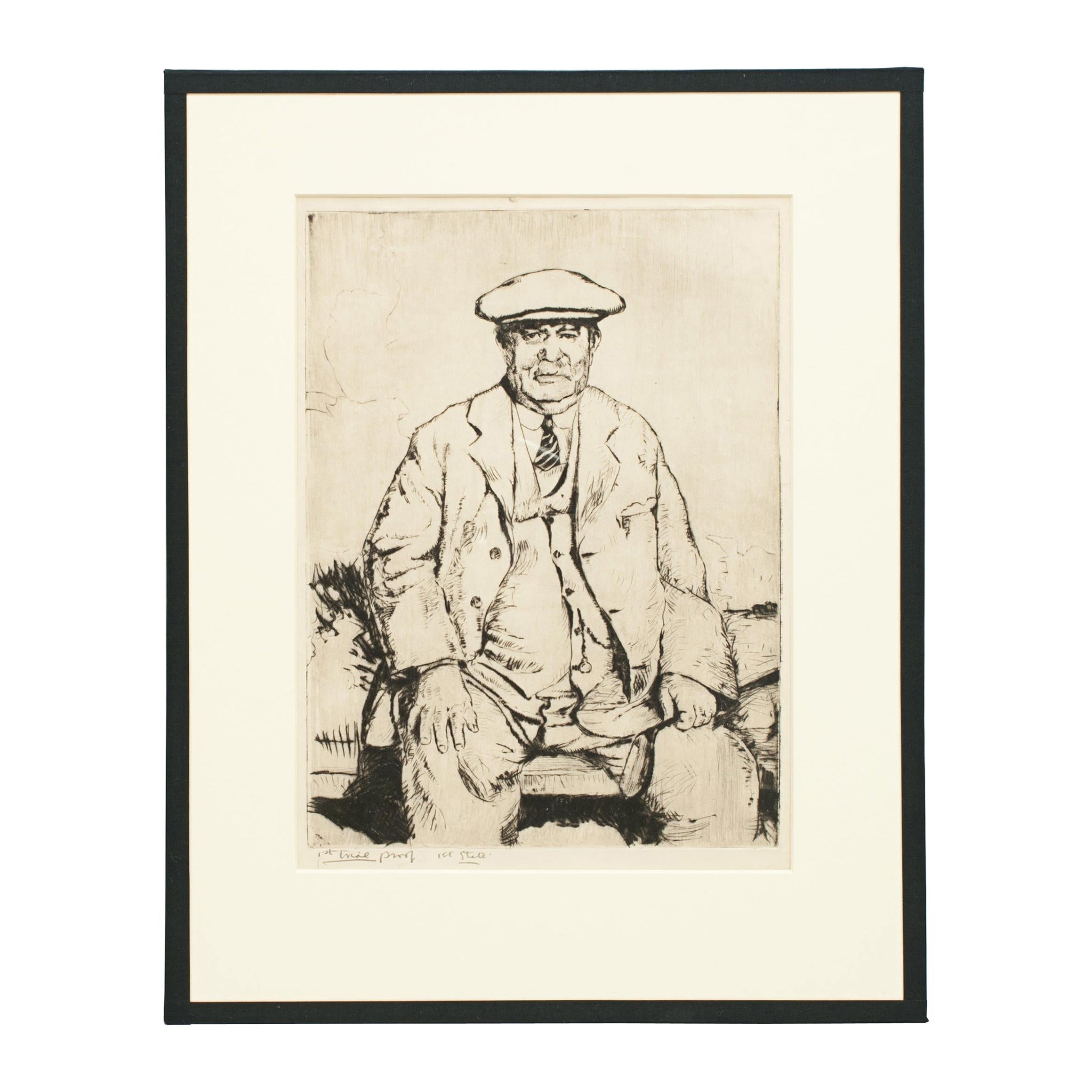 Golf Picture, Andrew Kirkaldy, St Andrews Etching