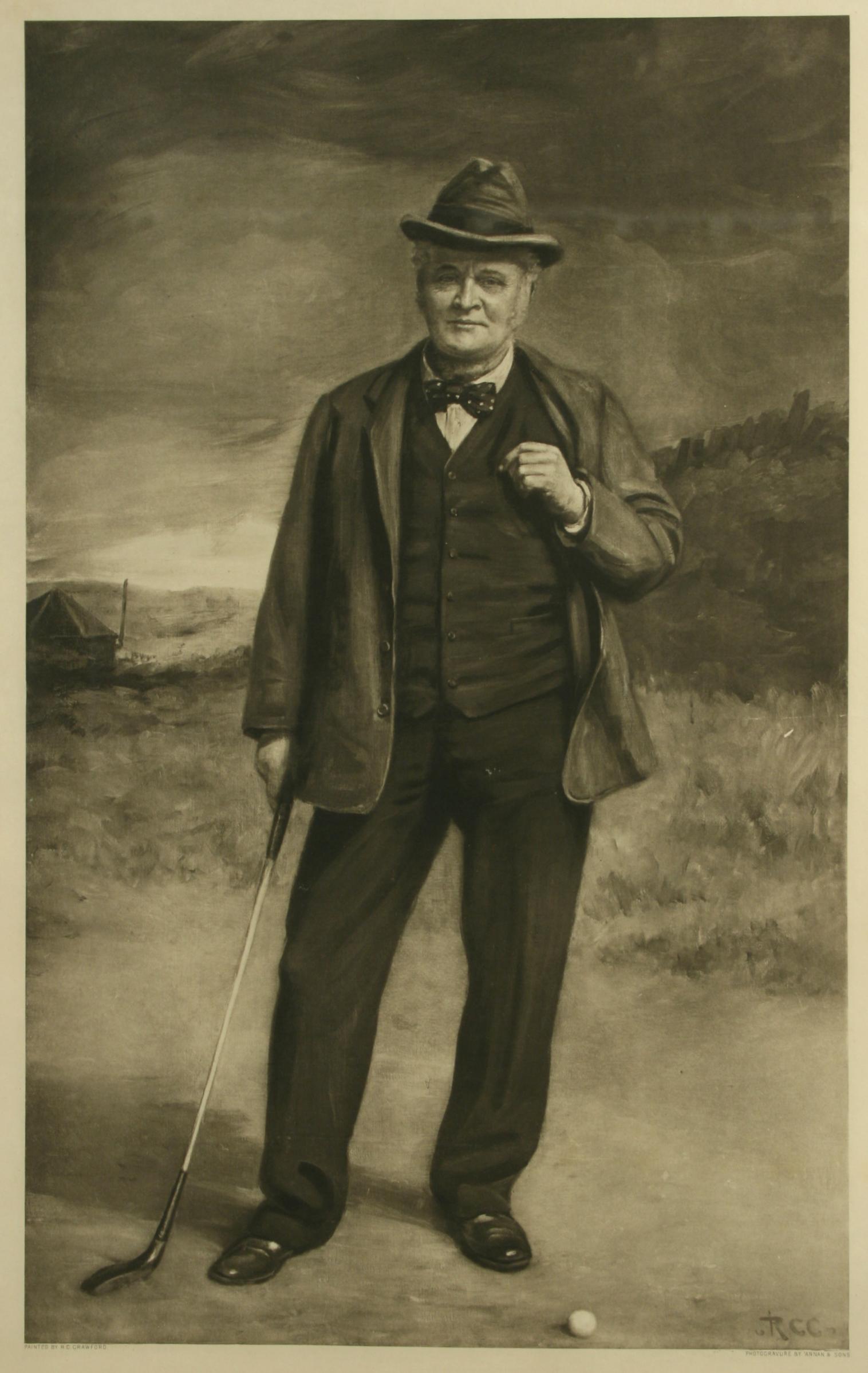 Sporting Art Portrait de golf ancien, Charlie Hunter of Prestwick, gravure photographique en vente