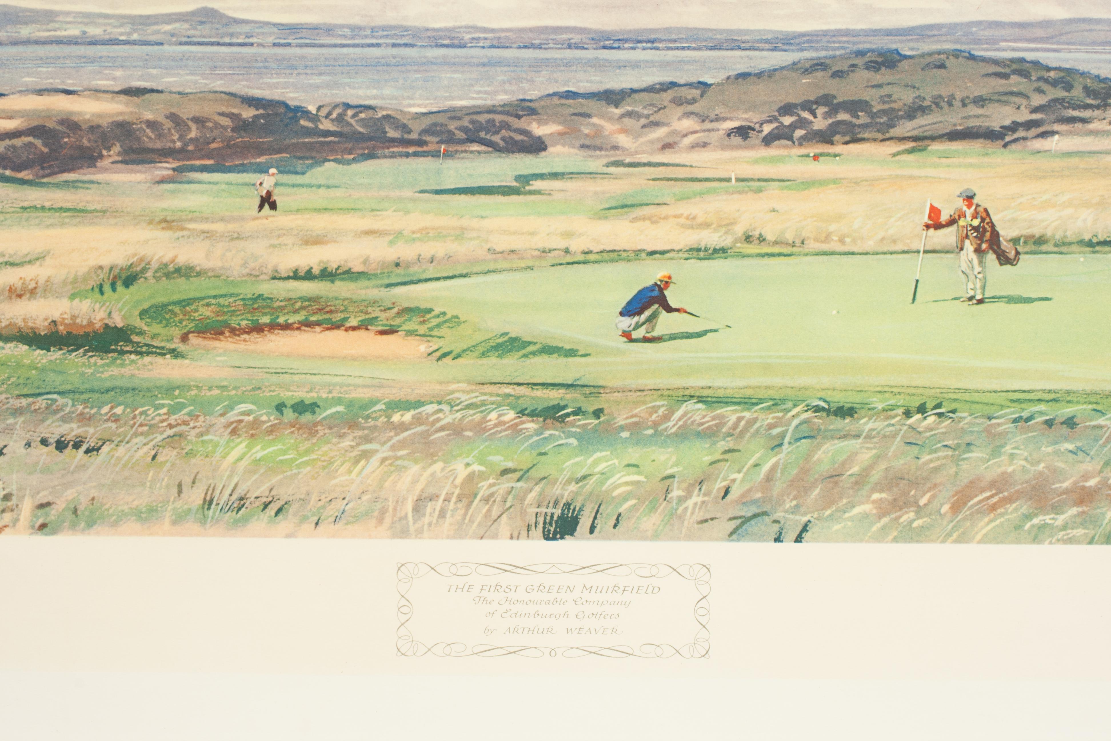 English Golf Print, Muirfield, 1st Green By Arthur Weaver