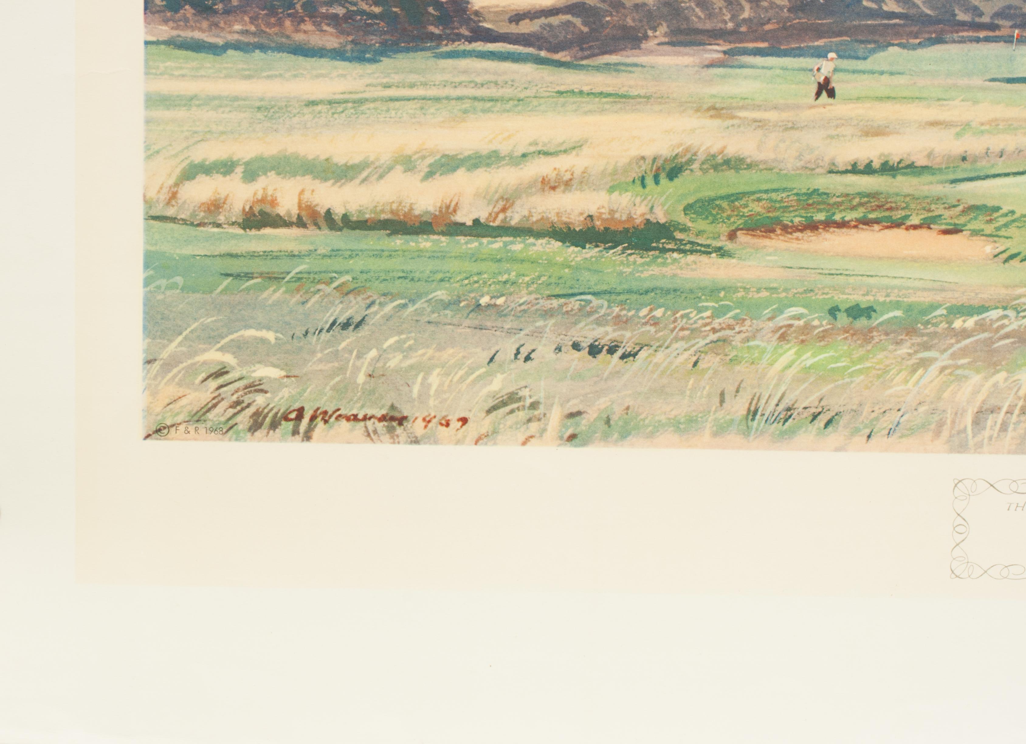 Mid-20th Century Golf Print, Muirfield, 1st Green By Arthur Weaver