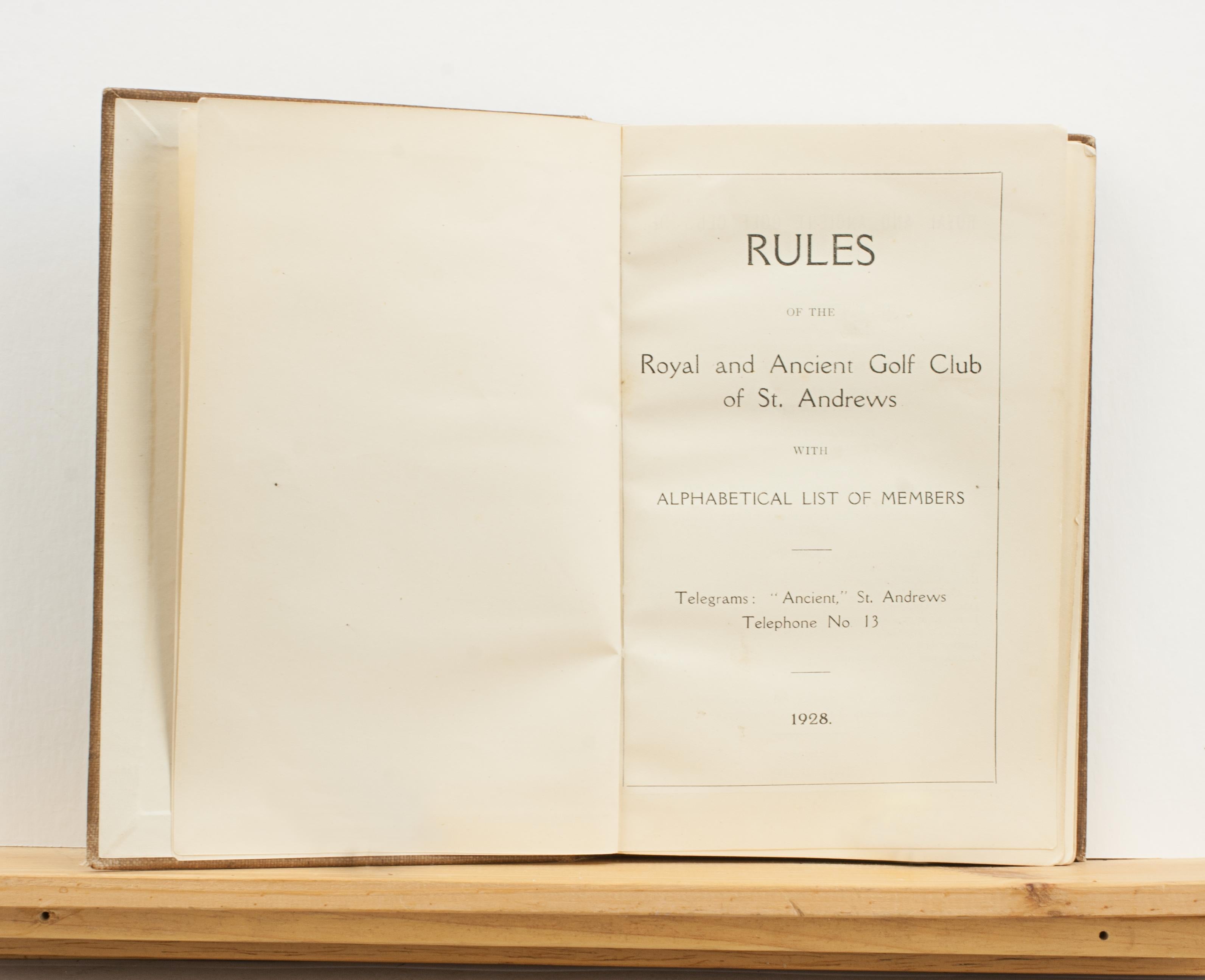 Golf Rules 1928 Royal and Ancient Golf Club, St Andrews 1