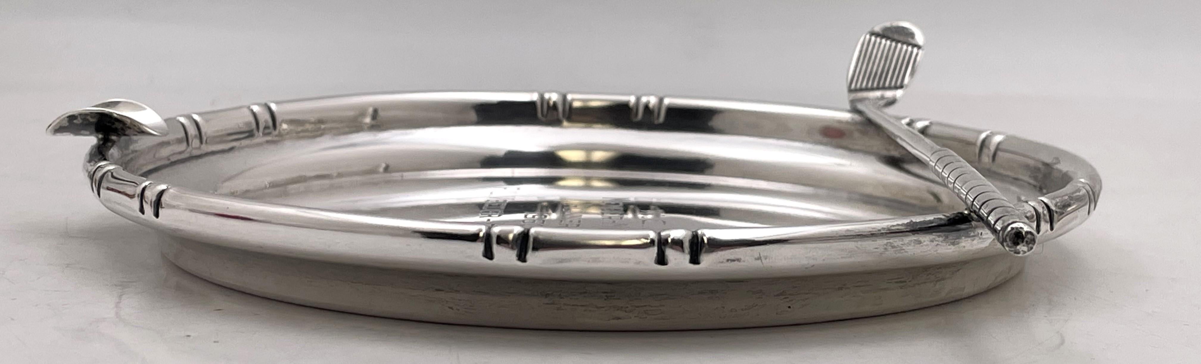 American Golf Themed Sterling Silver Cigar Ashtray For Sale