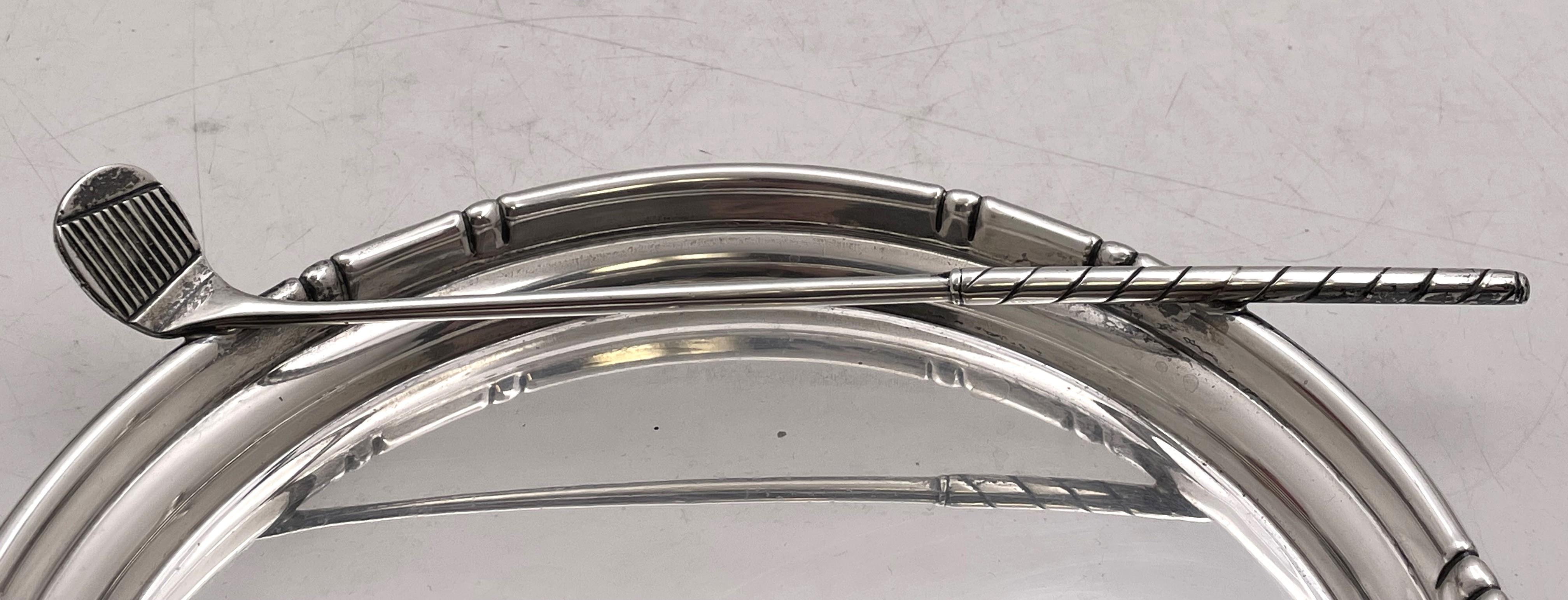 20th Century Golf Themed Sterling Silver Cigar Ashtray For Sale