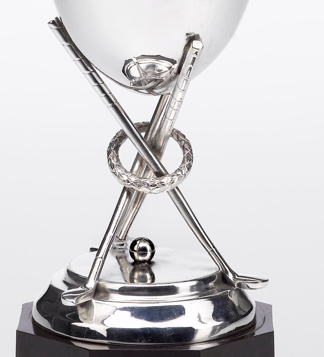 Golf-Themed Sterling Silver Trophy, Circa 19th Century In Good Condition In Colorado Springs, CO