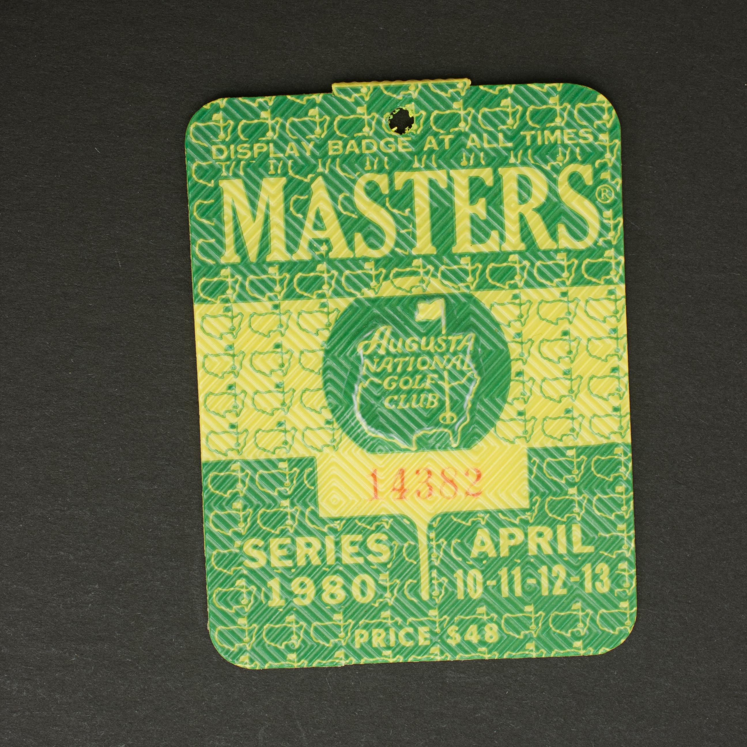 Golf, US Masters 1988 Tournament Badge In Good Condition For Sale In Oxfordshire, GB