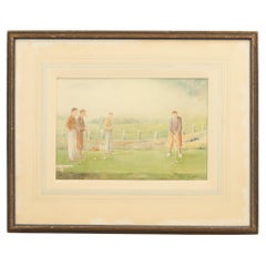 Used Golf Watercolour Painting Of Members, Bilston Golf Club