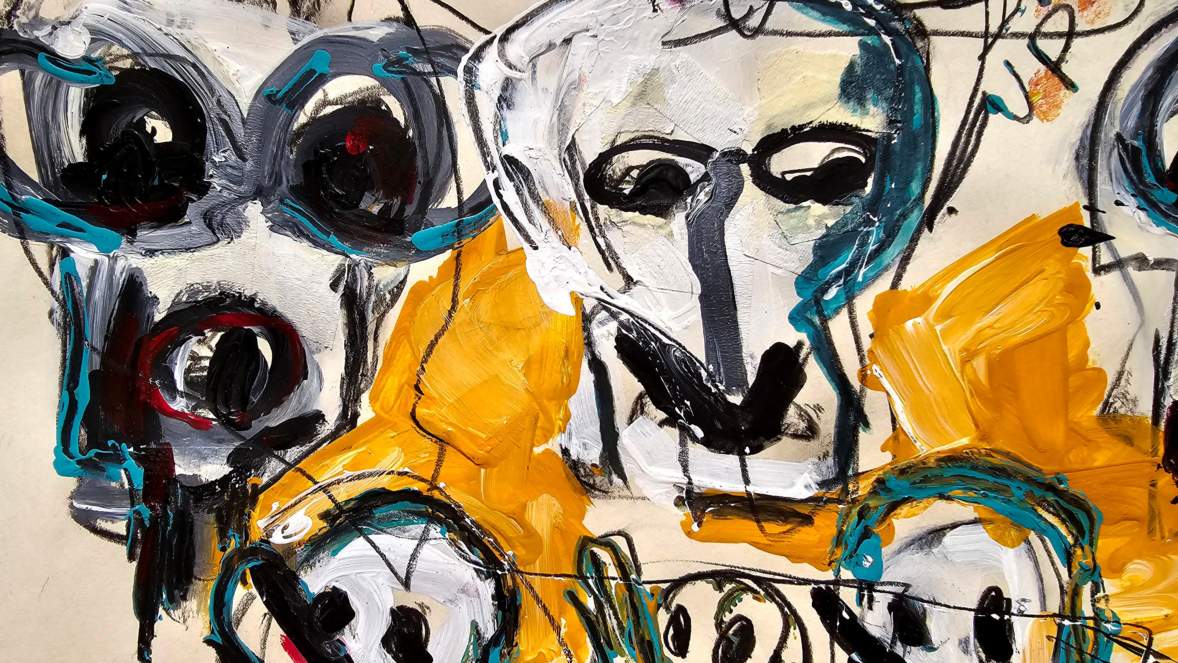 Saint Minecraft XIV (Gestural Abstract, Gaming, Portrait, Creativity, Iranian) - Painting by Golfam Jozdani