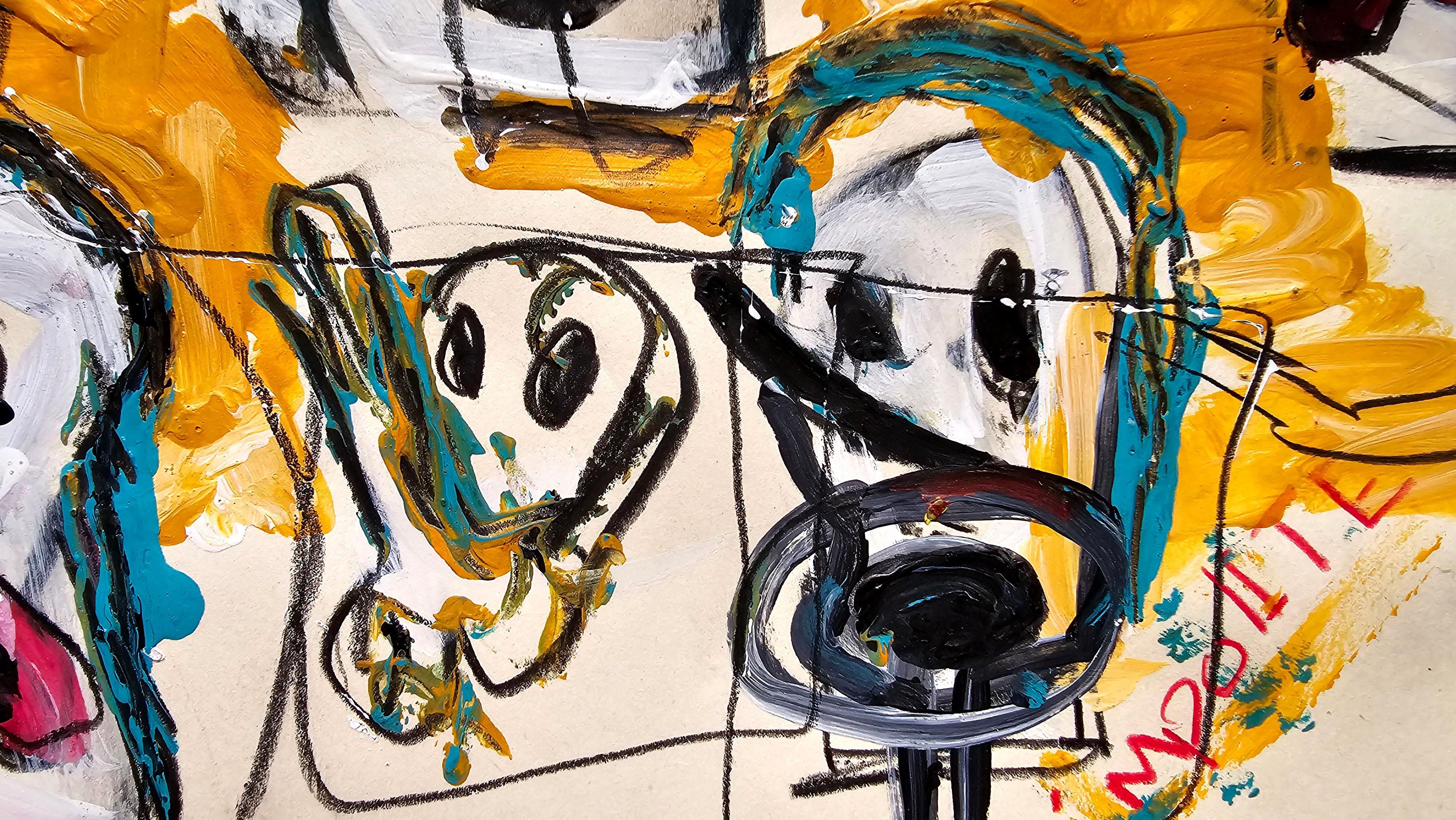 Saint Minecraft XIV (Gestural Abstract, Gaming, Portrait, Creativity, Iranian) - Contemporary Painting by Golfam Jozdani