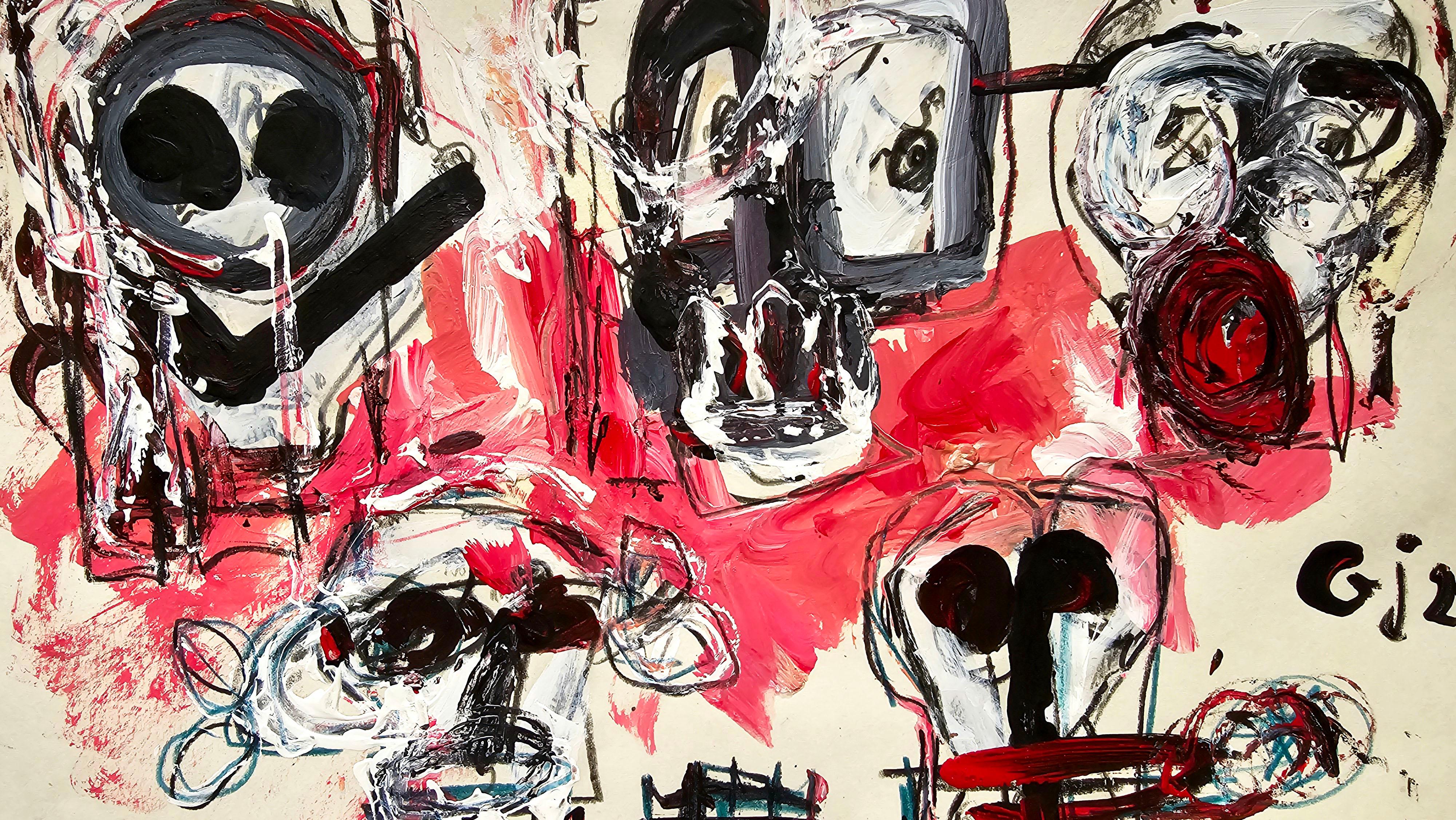 Saint Minecraft XIX (Gestural Abstract, Gaming, Portrait, Creativity, 20% OFF) - Painting by Golfam Jozdani