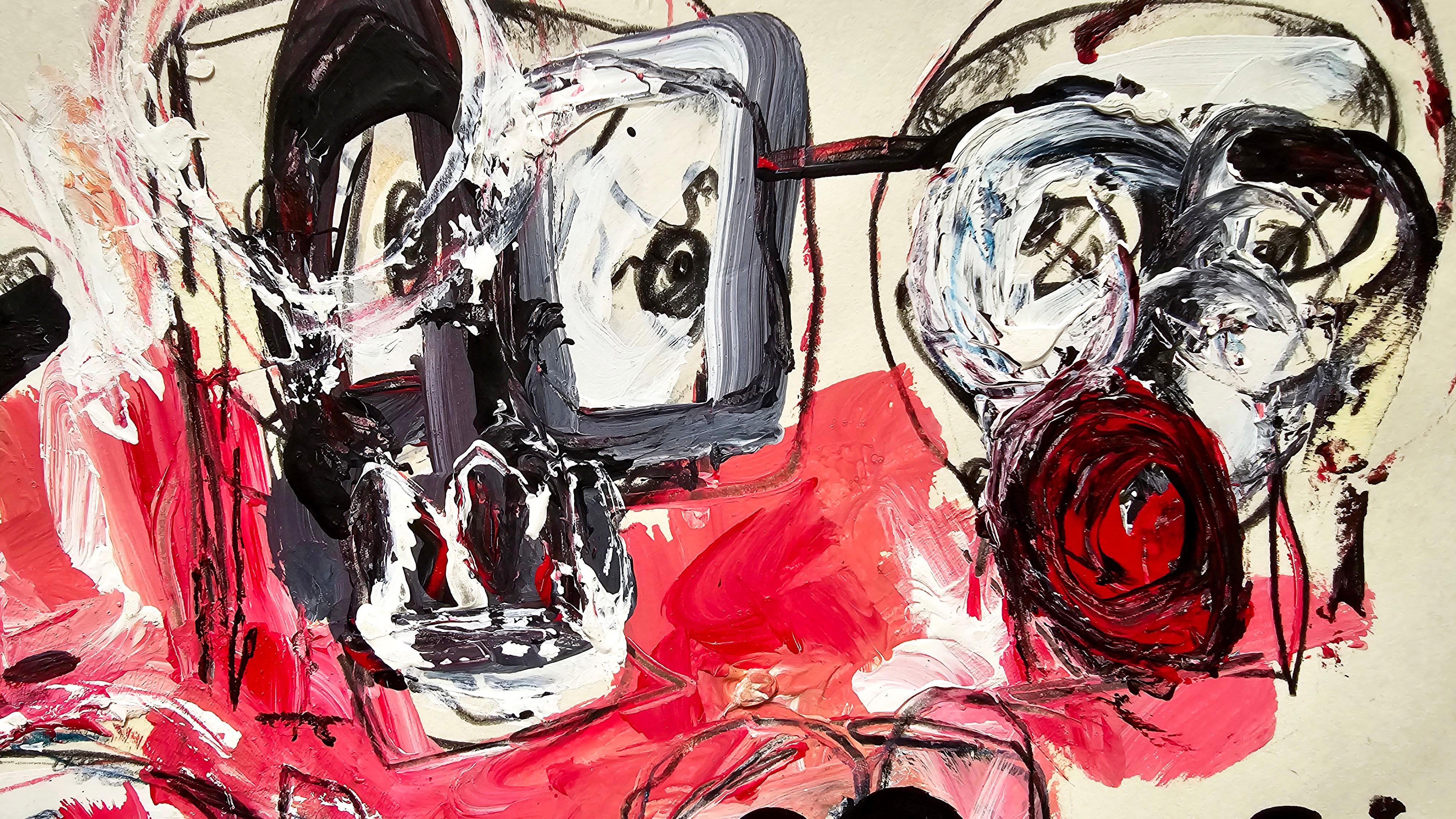 Saint Minecraft XIX (Gestural Abstract, Gaming, Portrait, Creativity, 20% OFF) - Contemporary Painting by Golfam Jozdani