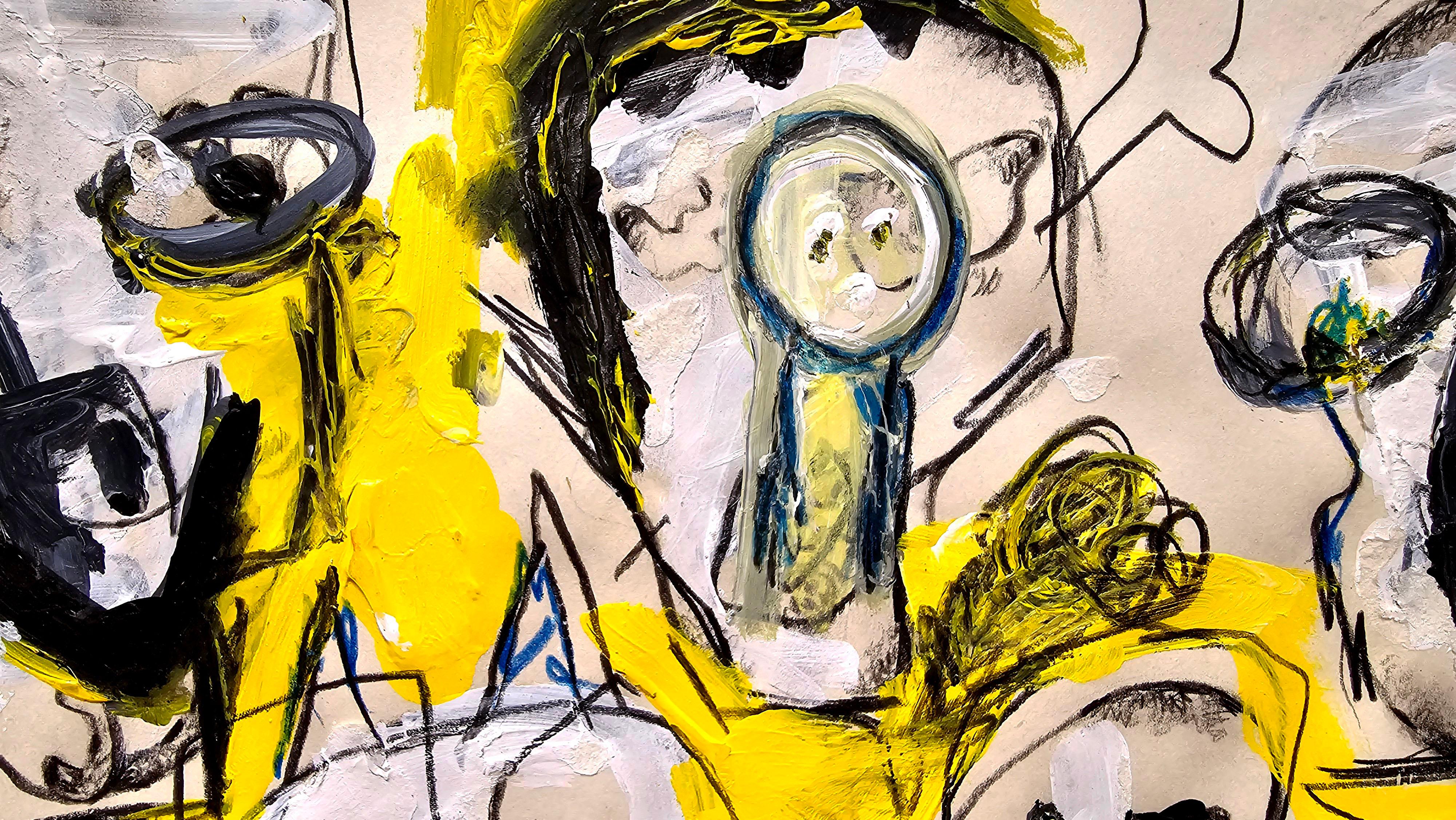 Saint Minecraft XV (Gestural Abstract, Gaming, Portrait, Creativity, 20% OFF) - Painting by Golfam Jozdani