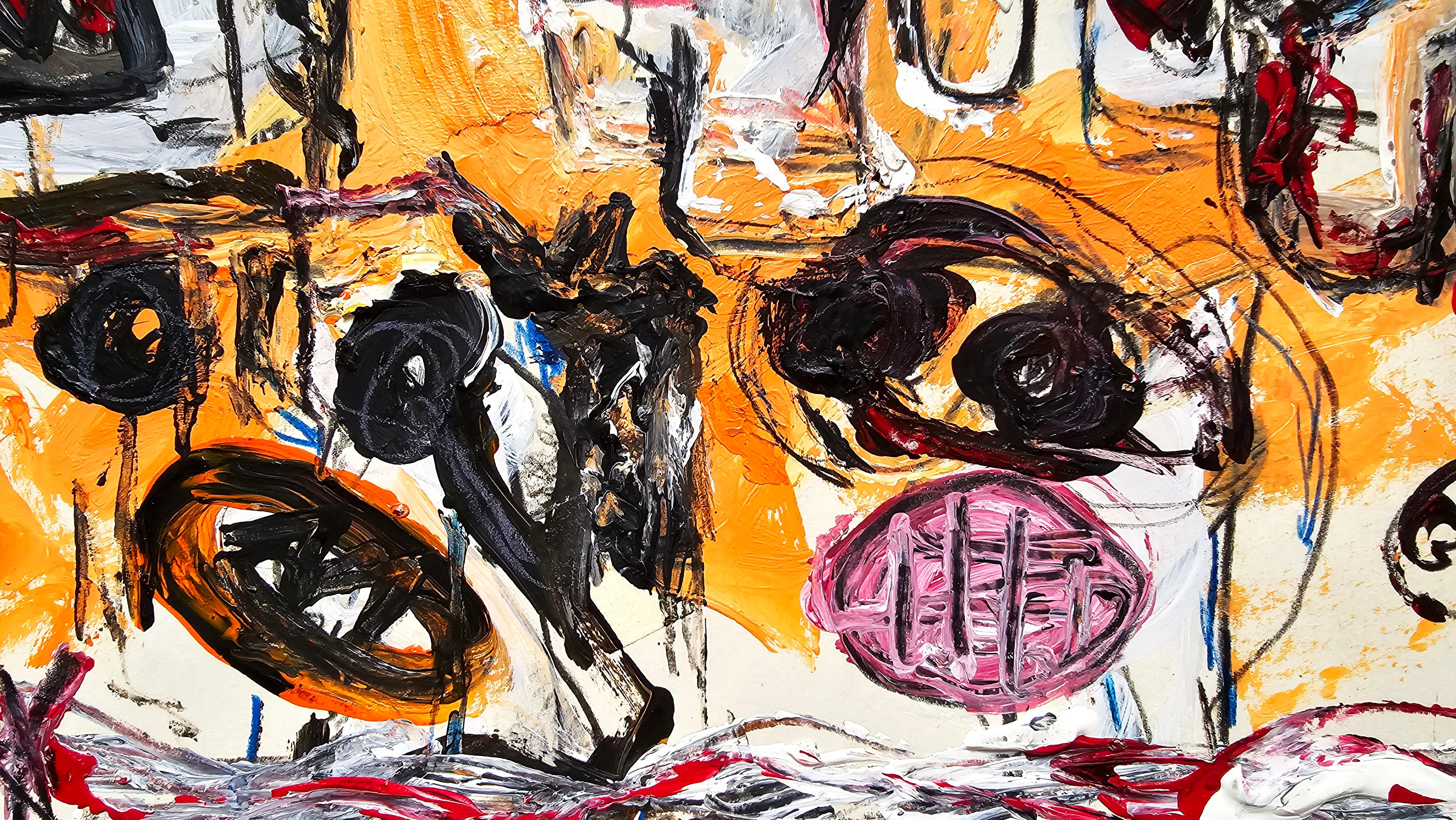 Saint Minecraft XVI (Gestural Abstract, Gaming, Portrait, Creativity, 20% OFF) - Contemporary Painting by Golfam Jozdani