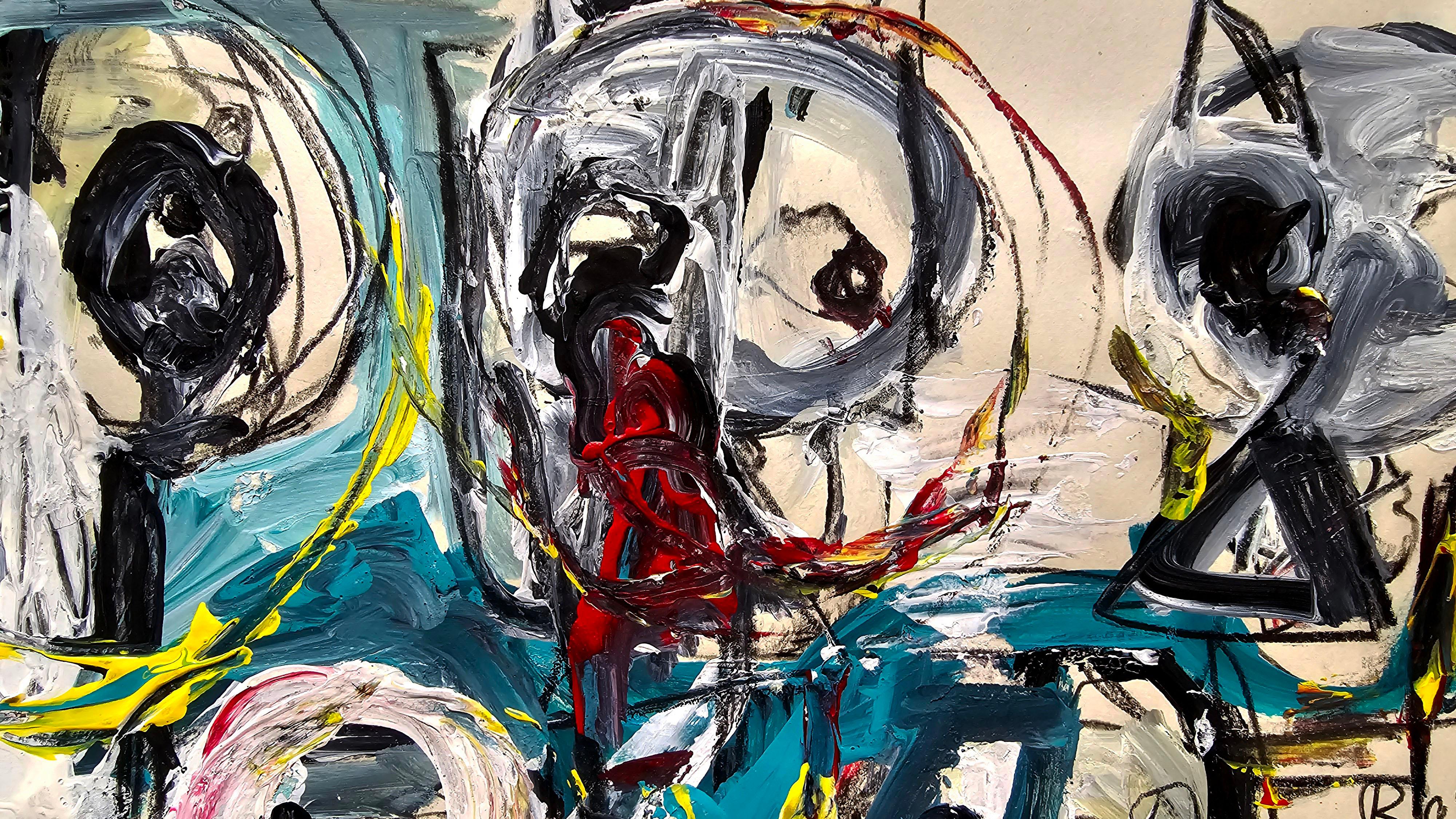 San Minecraft XVII (Abstracto gestual, Juego, Retrato, Creatividad, 20% DESCUENTO) - Painting de Golfam Jozdani