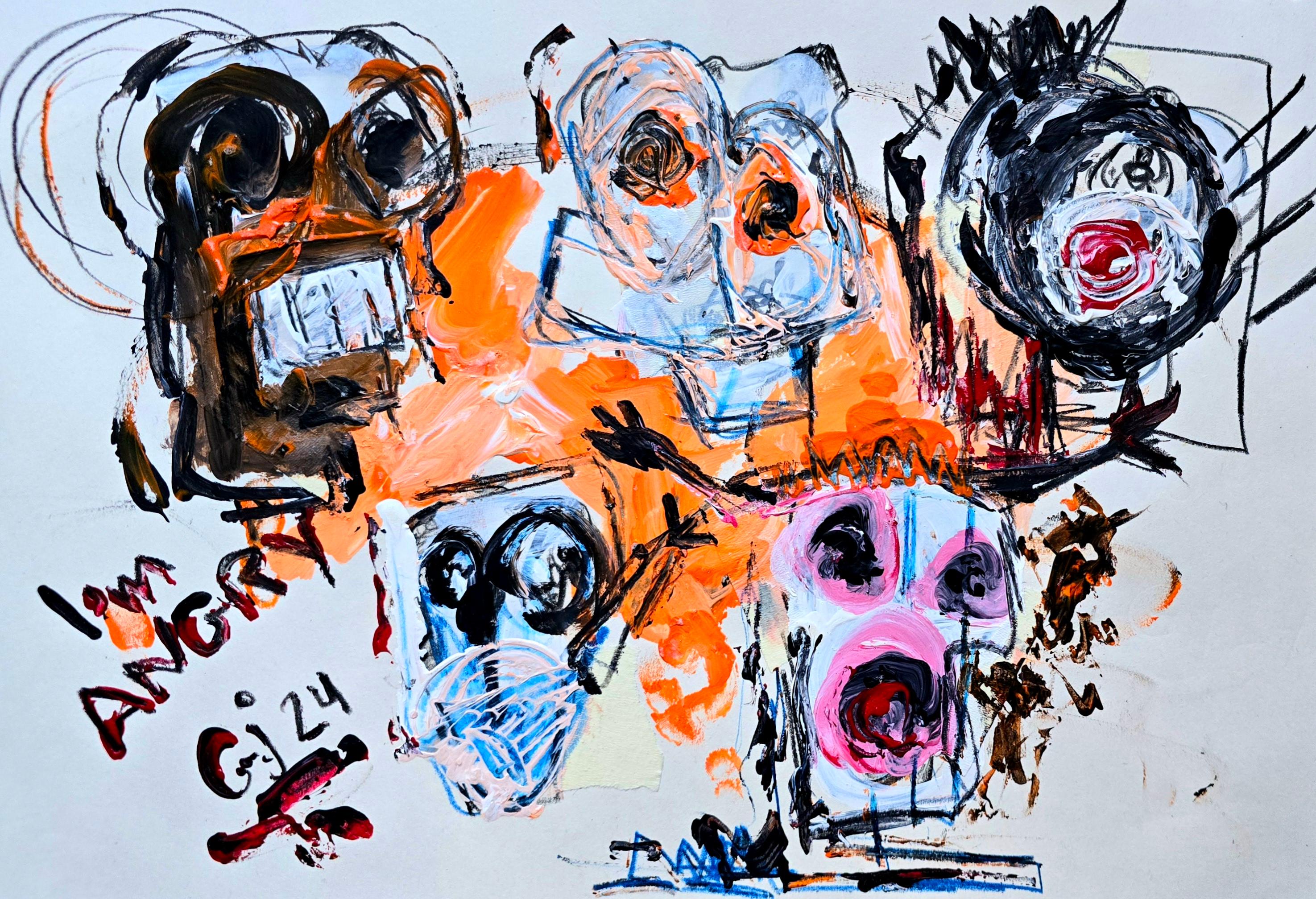 Abstract Painting di Golfam Jozdani - Saint Minecraft XXII (Astratto gestuale, Ritratto, Artista persiano, 20% OFF)