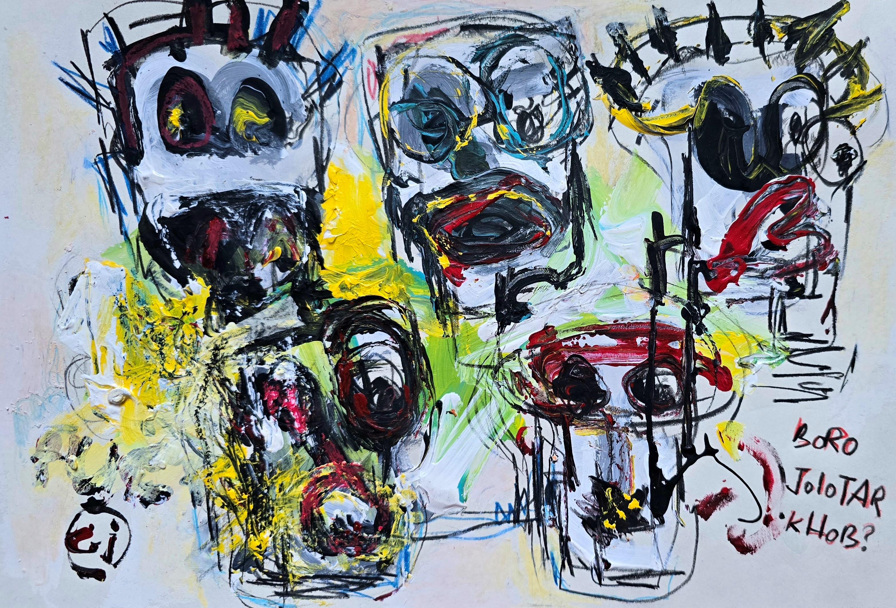 Abstract Painting di Golfam Jozdani - Saint Minecraft XXIV (Astratto gestuale, Ritratto, Artista persiano, 20% OFF)