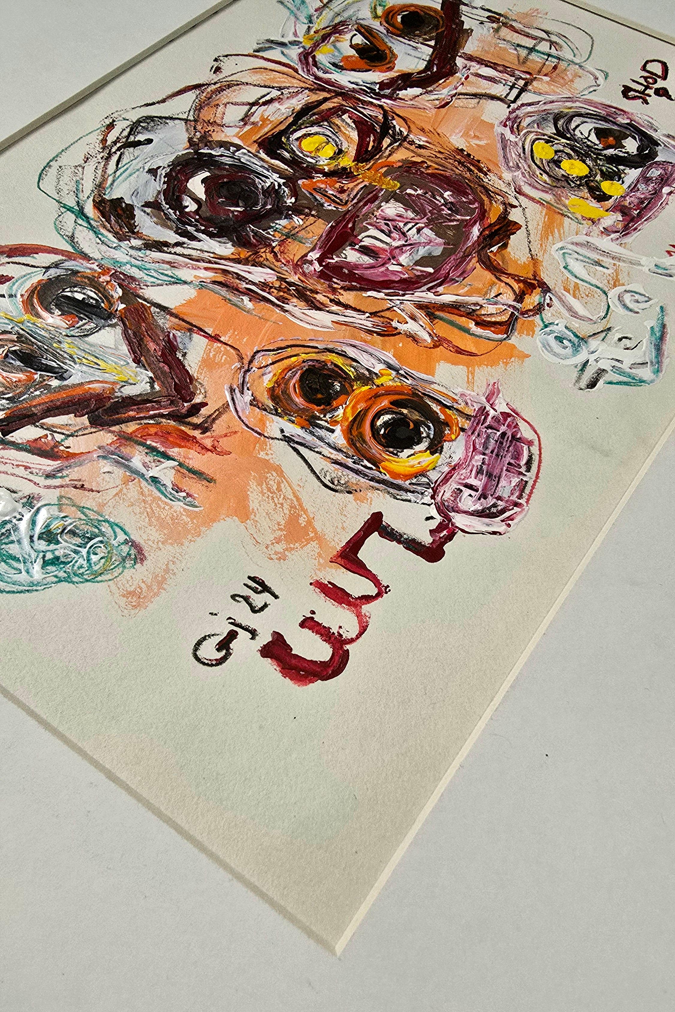 San Minecraft XXXII (Abstracto gestual, Artista persa, 20% DE DESCUENTO) - Painting Contemporáneo de Golfam Jozdani