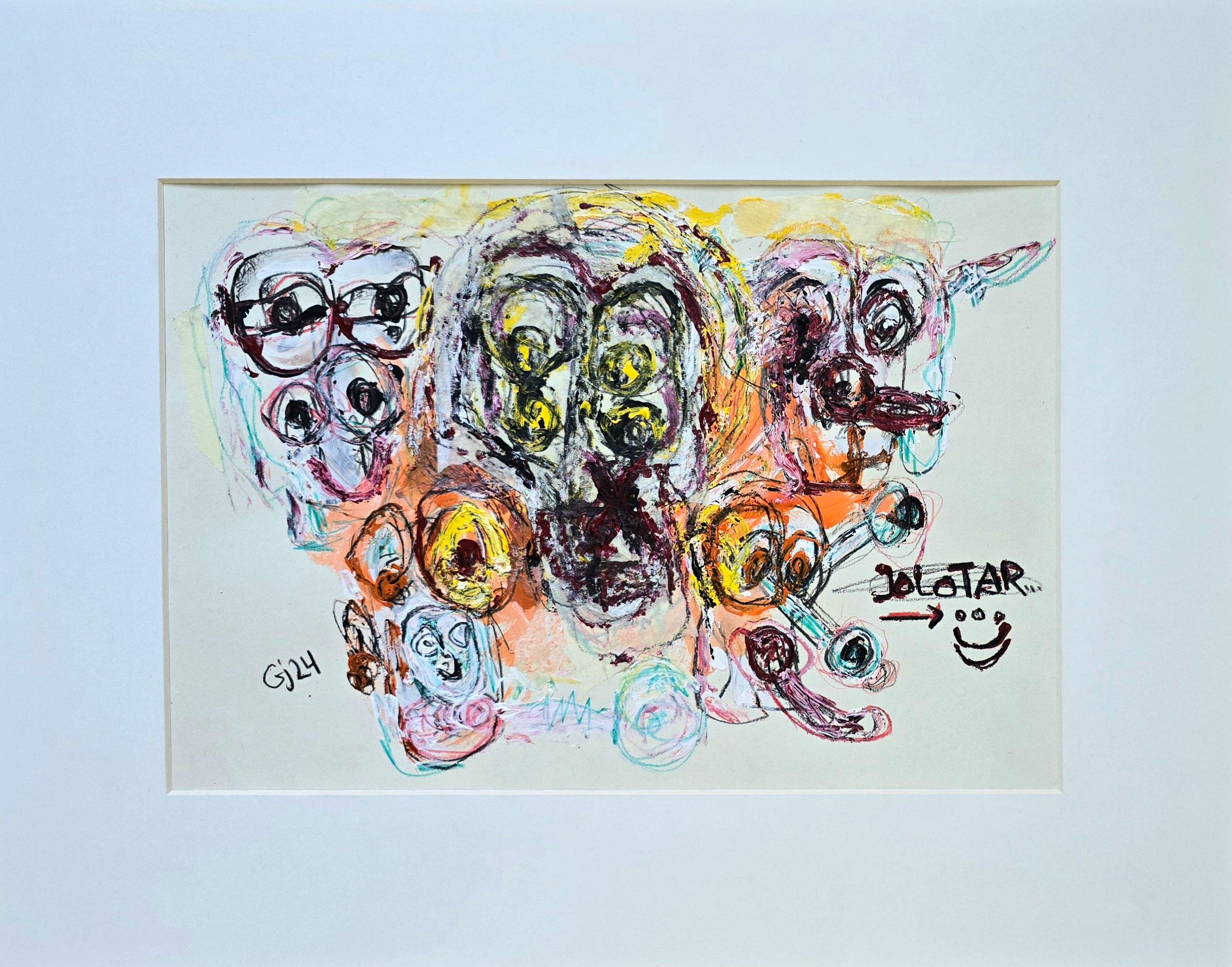 San Minecraft XXXIII (Abstracto gestual, Retrato, Artista persa, 20% DE DESCUENTO) - Painting de Golfam Jozdani