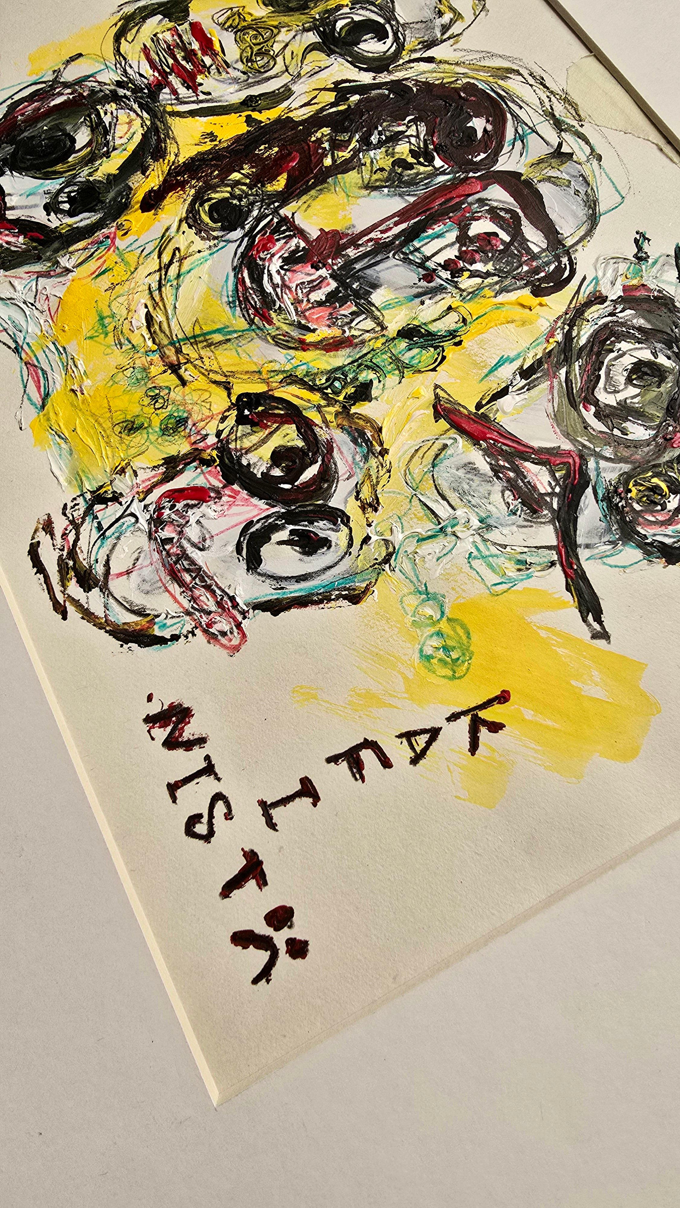 Saint Minecraft XXXVI (abstraite, portrait, artiste persan, 20 % off) - Impressionnisme abstrait Painting par Golfam Jozdani