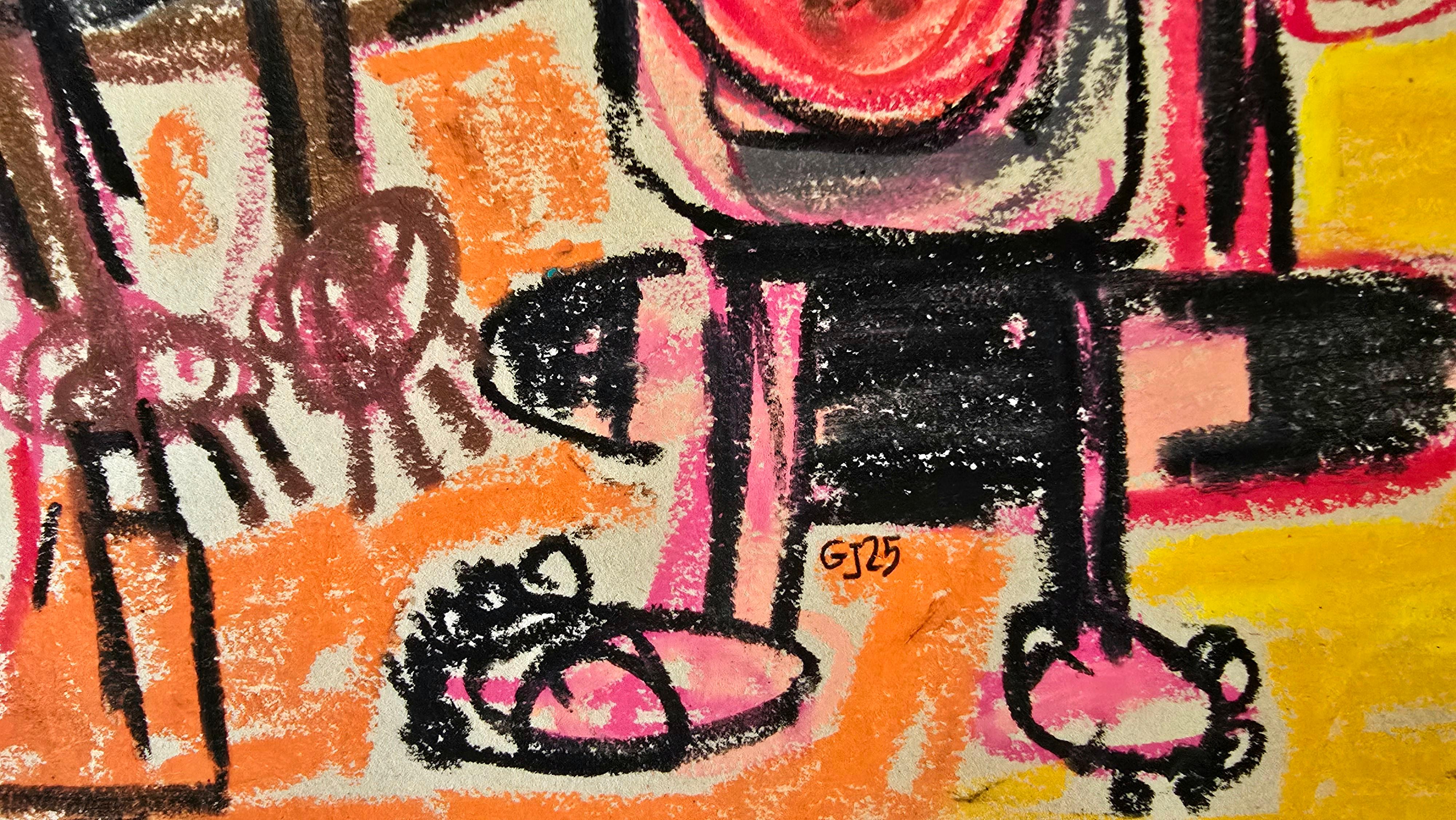 Shadows of Peace II (Gestural Abstract, Persian Female Artist, ~35% OFF) For Sale 3