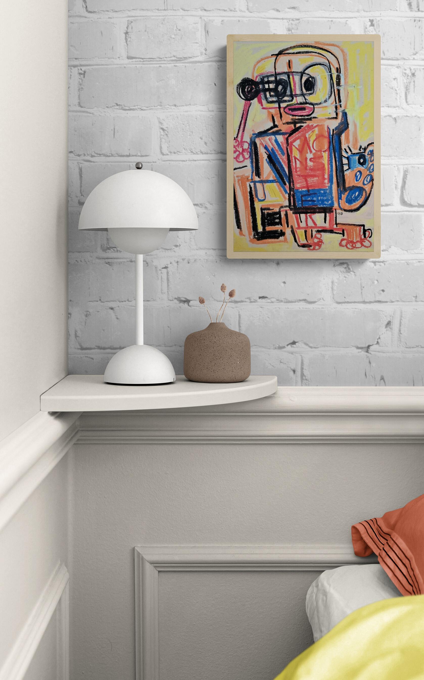 Schatten des Friedens III (Aliens, Surreal, Expressionismus, Urban, ~35% OFF) – Painting von Golfam Jozdani