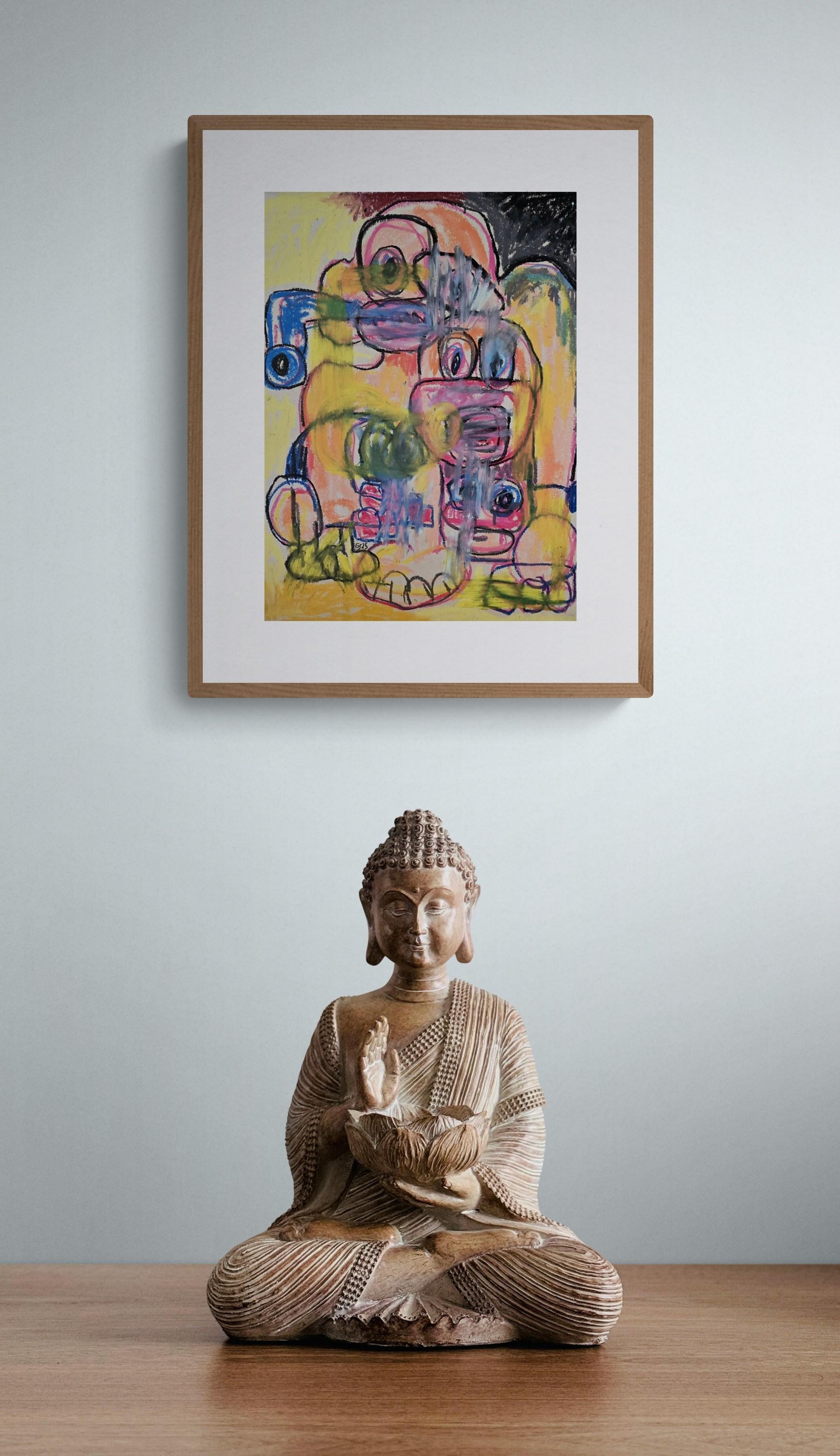 Schatten des Friedens XIV (Aliens, Surreal, Expressionismus, Urban, ~35% OFF) – Painting von Golfam Jozdani