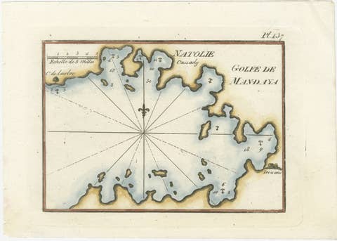 Golfe de Mandaya Sea Chart by Joseph Roux, Ottoman Turkey, c.1764