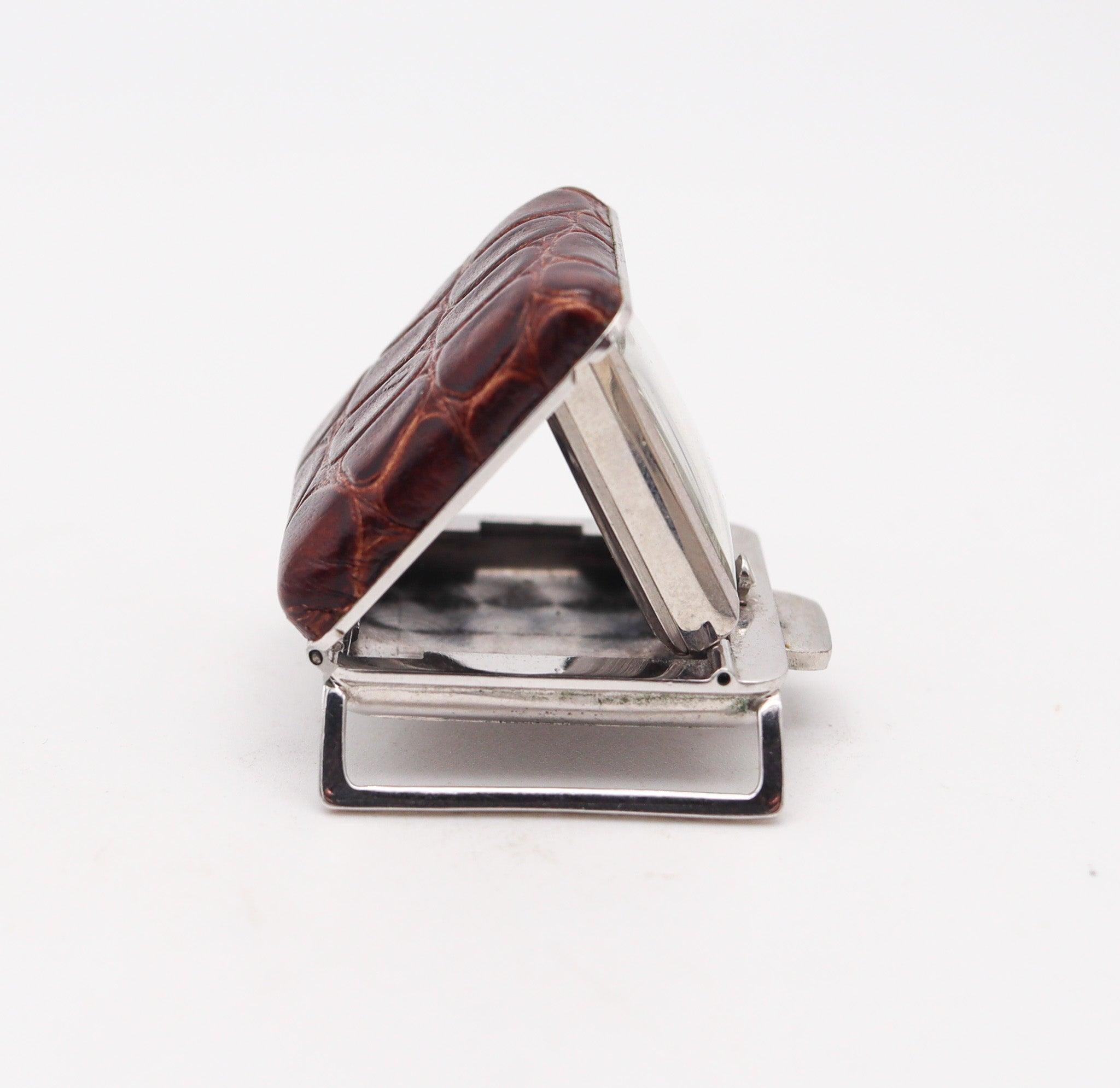 Lucidato OROLOGIO GOLFER BUCKLE 1950 Gotham Watch Co. In acciaio inossidabile e coccodrillo in vendita