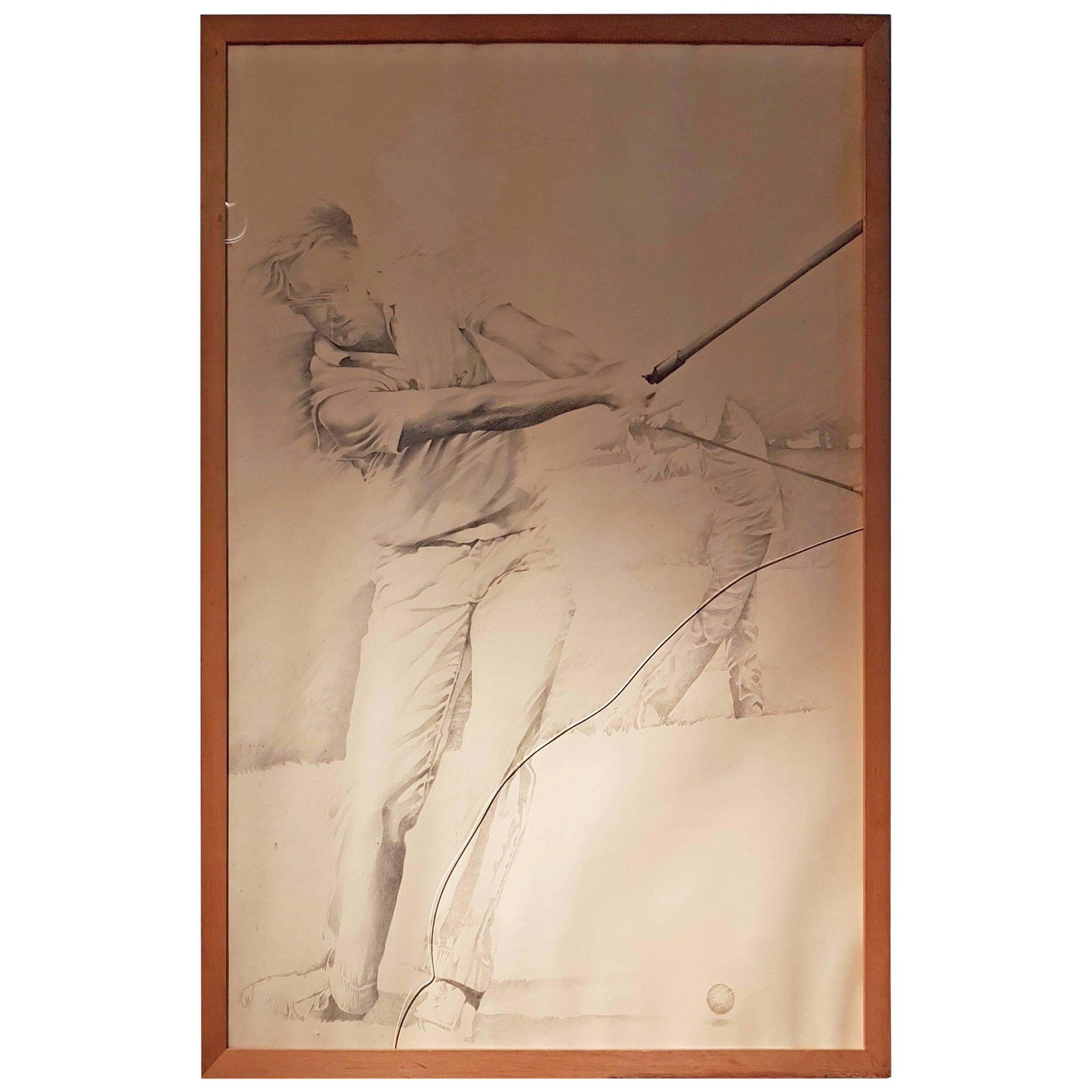 "Golfers" circa 1950s Large Pencil on Paper