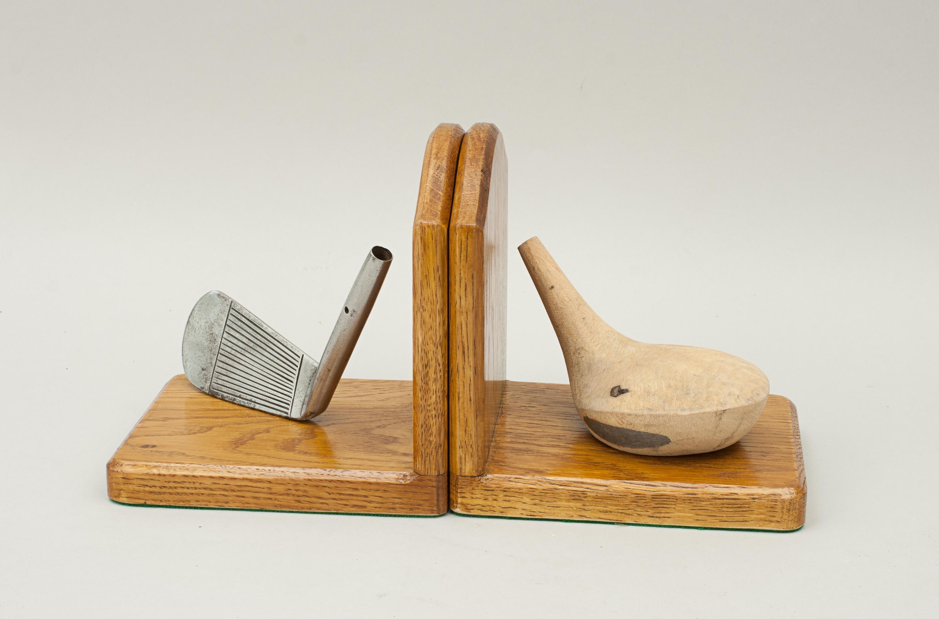 Golfing Bookends with Robert Simpson Club Heads In Good Condition In Oxfordshire, GB