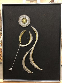 Golfing Man String Nail Art Silver and Gold on Blackby Chapman, Pair