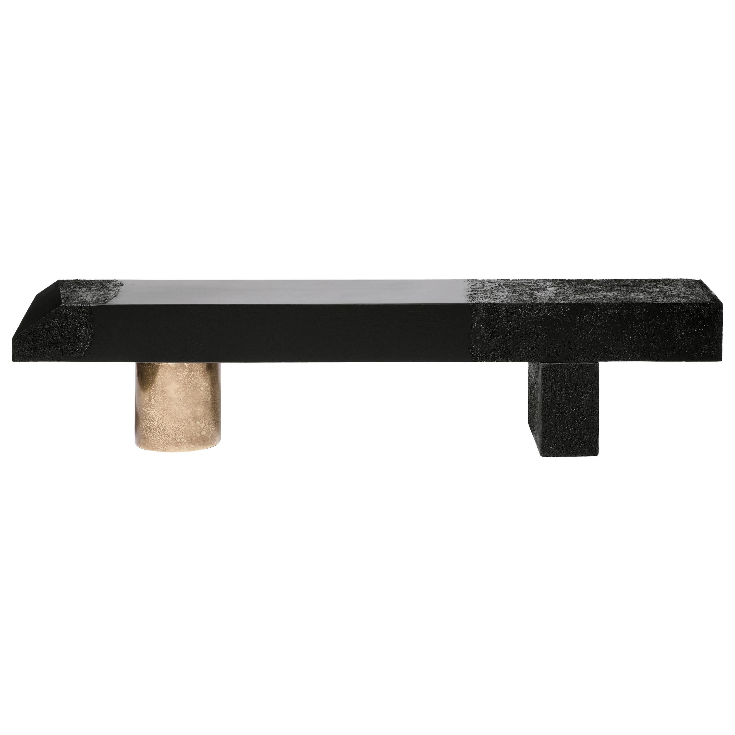 Contemporary Golia Bench by Draga&Aurel Concrete Resin and Brass, 21st Century For Sale