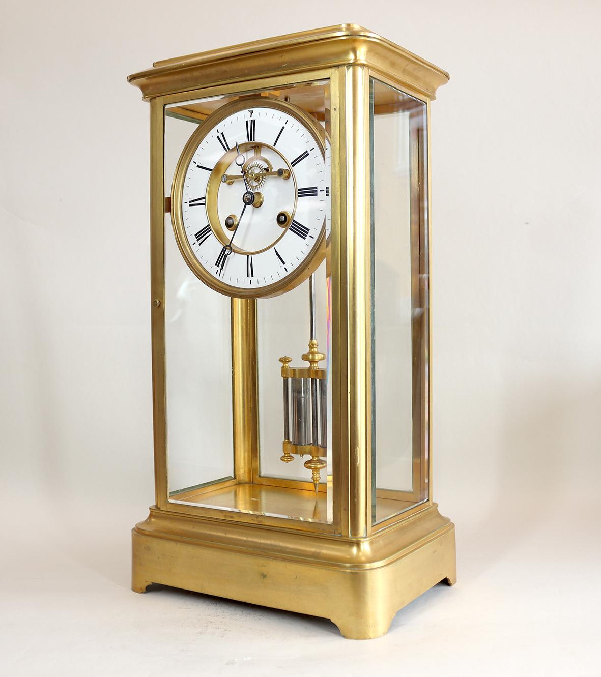 French Goliath Four Glass Clock For Sale